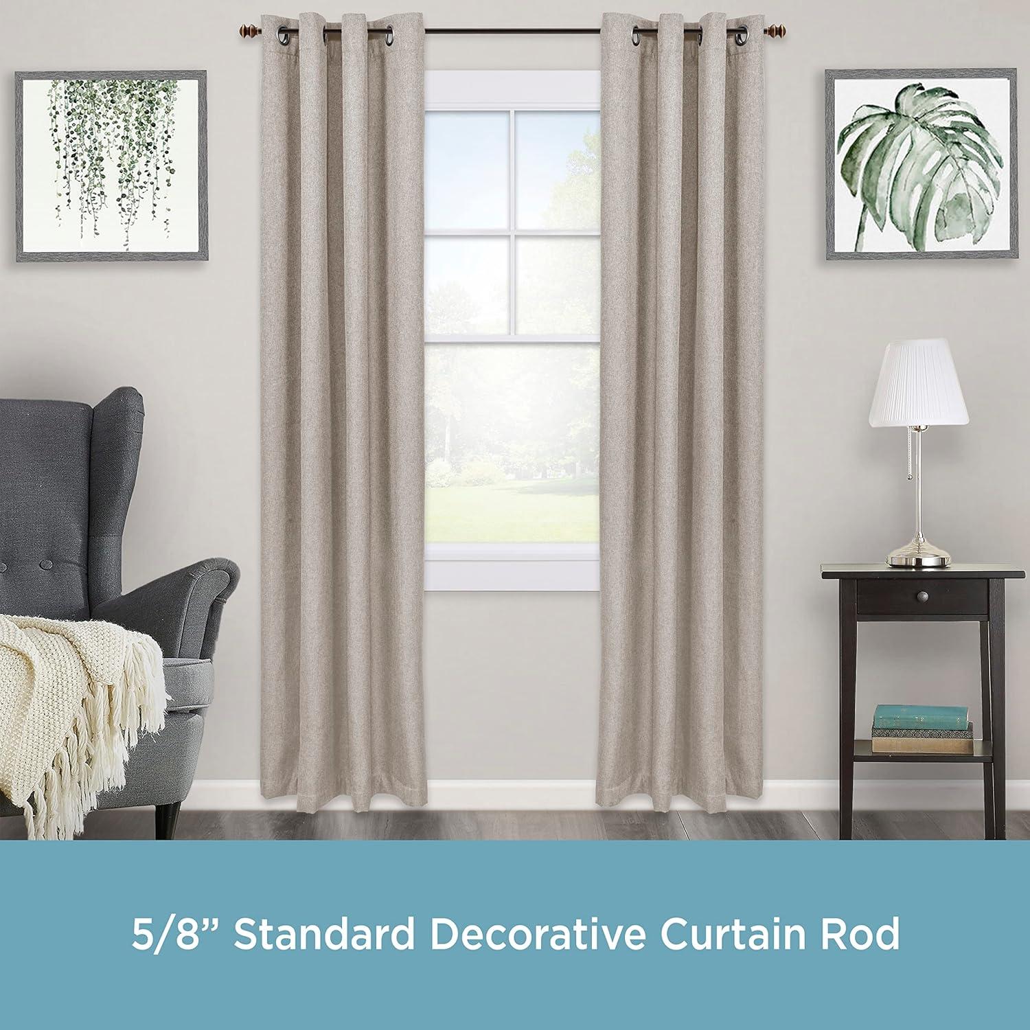 Kenney® Kendall 5/8" Standard Decorative Window Curtain Rod, 28-48", Oil Rubbed Bronze