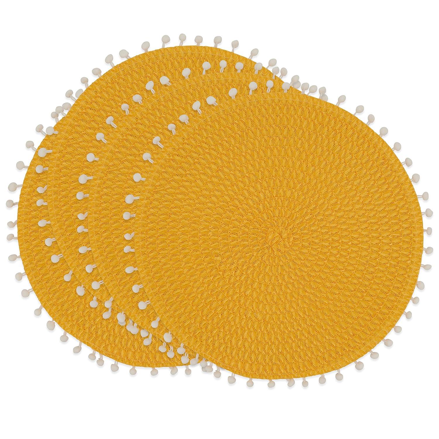 Saro Brielle Collection Polypropylene Plastic No Pattern Round Placemat (Set of 4)