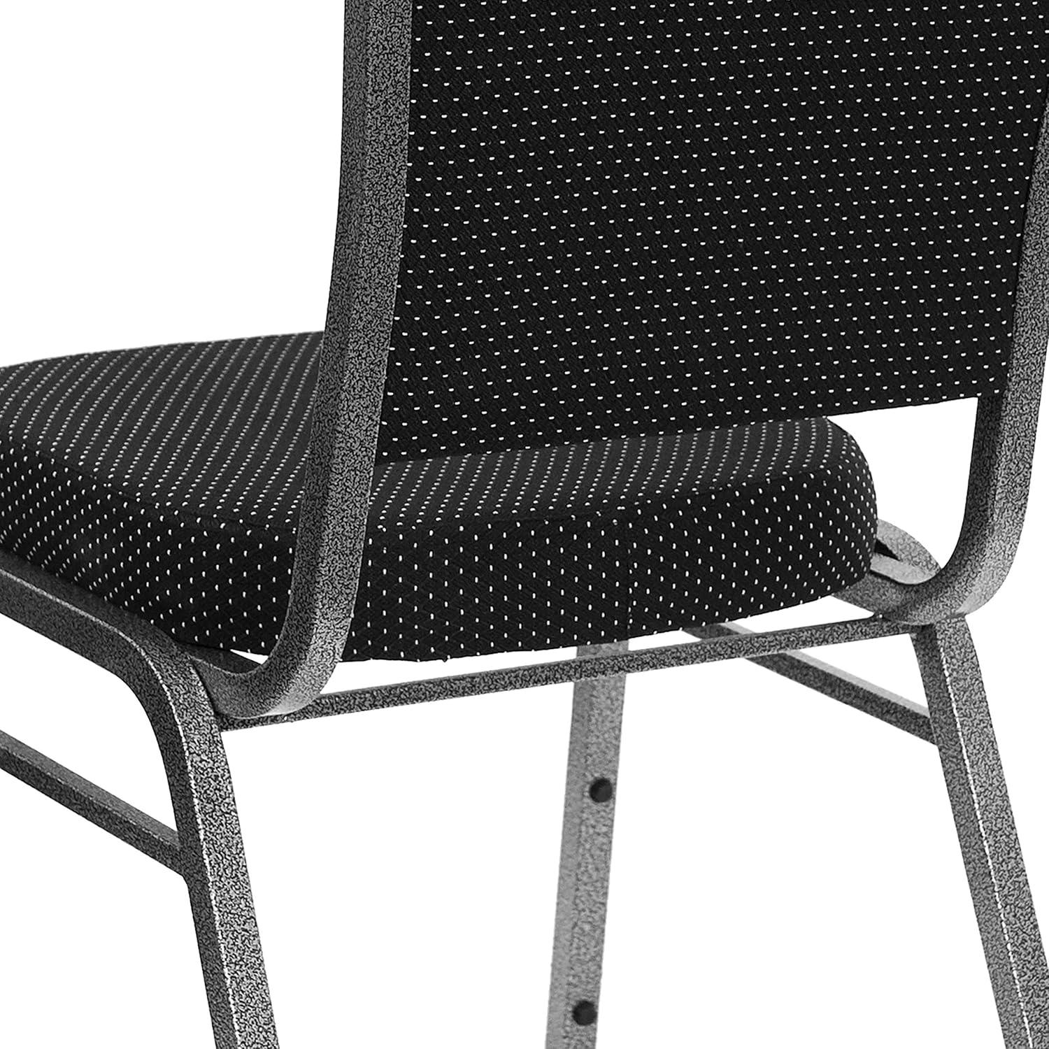 BizChair 4 Pack Crown Back Stacking Banquet Chair in Black Patterned Fabric - Silver Vein Frame