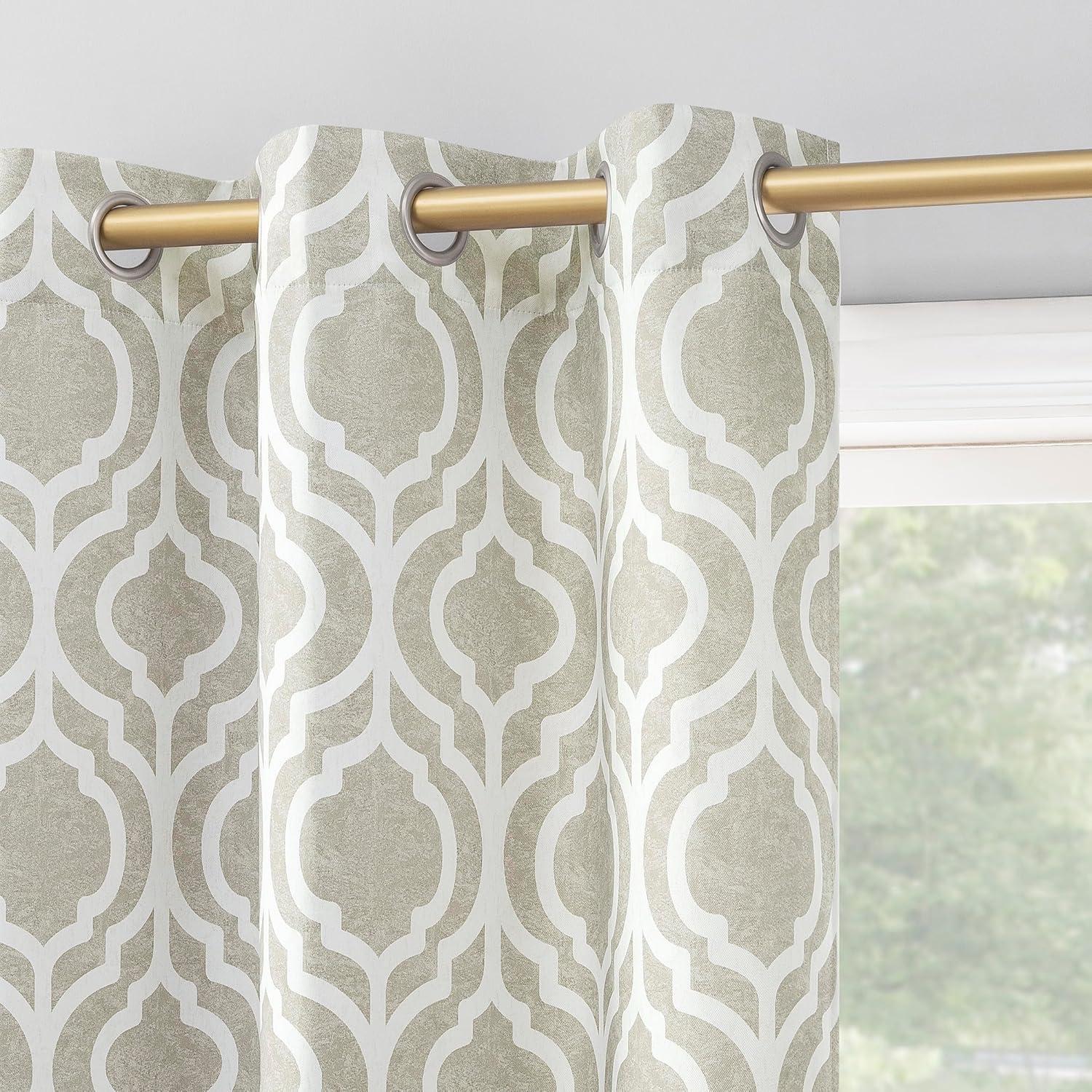 Sun Zero Eldon Gray Trellis Print Blackout Grommet Curtain Panel