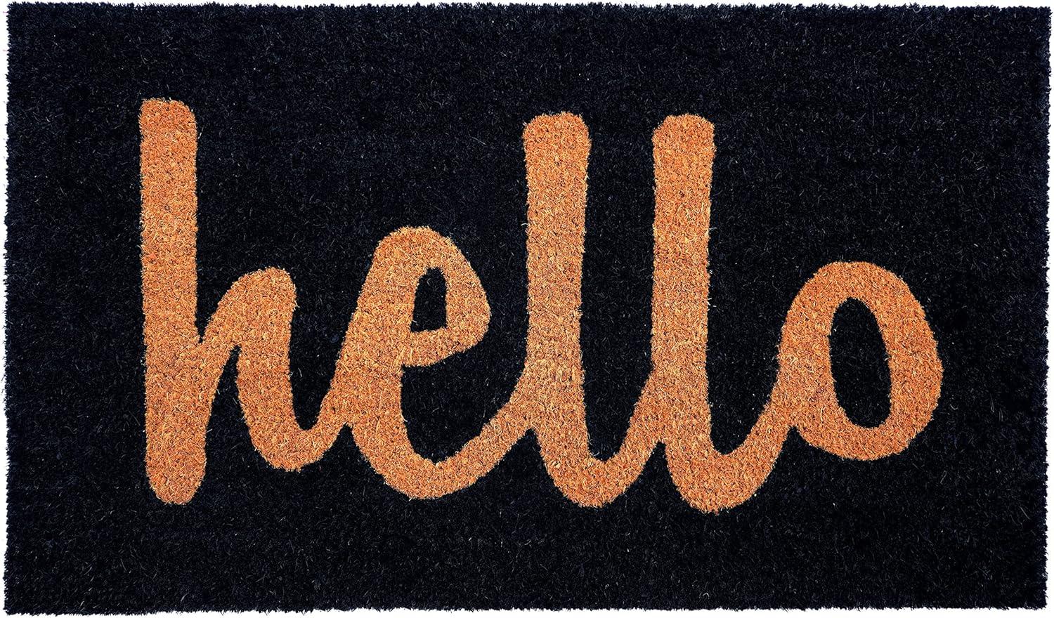 Calloway Mills Hello Outdoor Doormat Black/Natural Script 17" x 29"