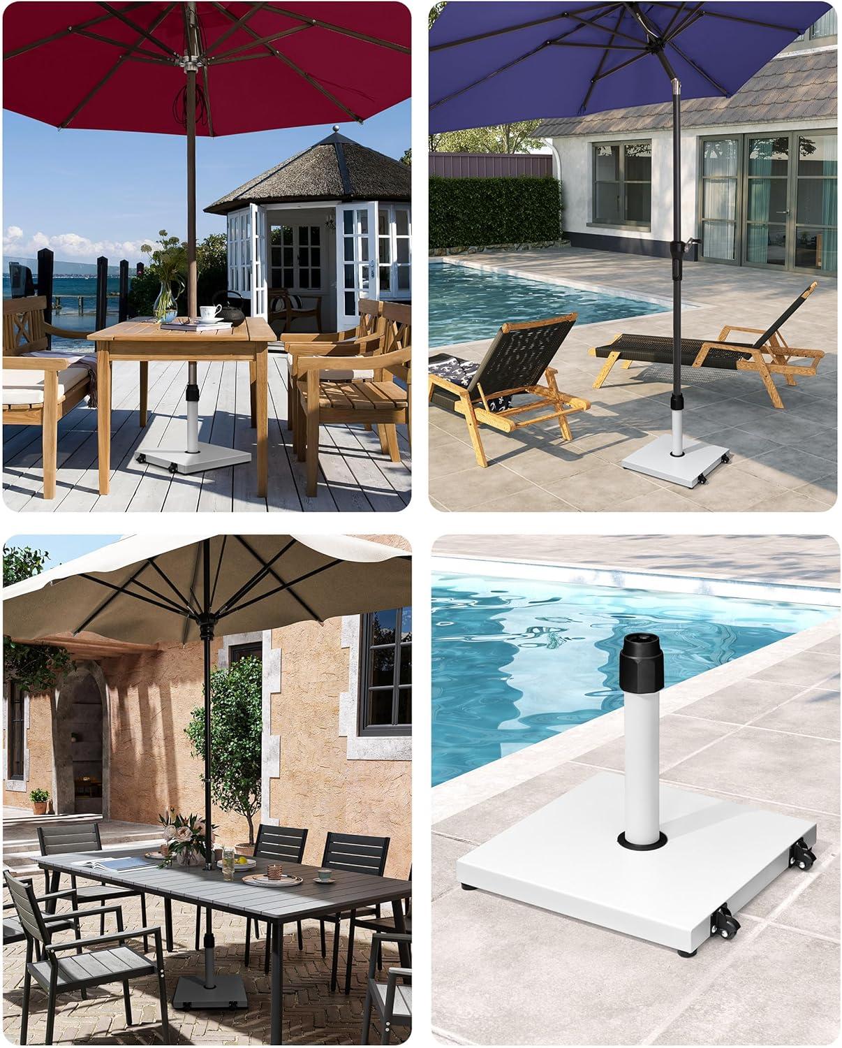 45lbs Patio Umbrella Base - Heavy Duty Outdoor Patio Market Umbrella Stand for Deck, Poolside, Balcony, Wind-Resistant Design, Grey