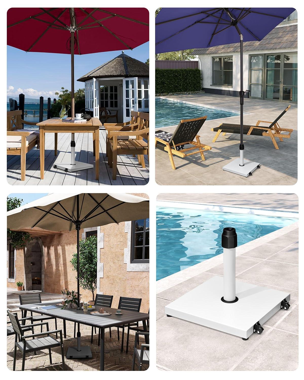 45lbs Patio Umbrella Base - Heavy Duty Outdoor Patio Market Umbrella Stand for Deck, Poolside, Balcony, Wind-Resistant Design, Grey