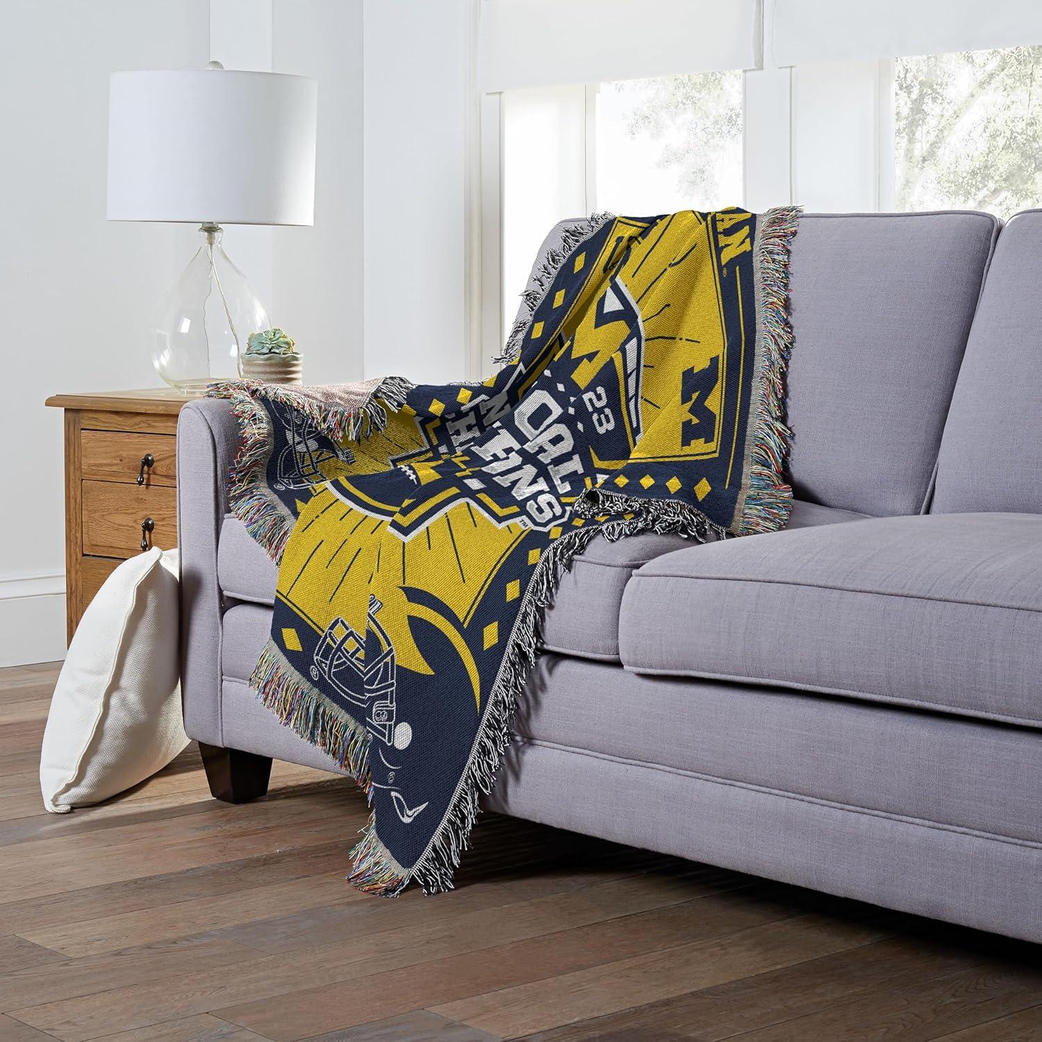 Michigan Wolverines 2023 National Champions Yellow and Blue Tapestry Throw