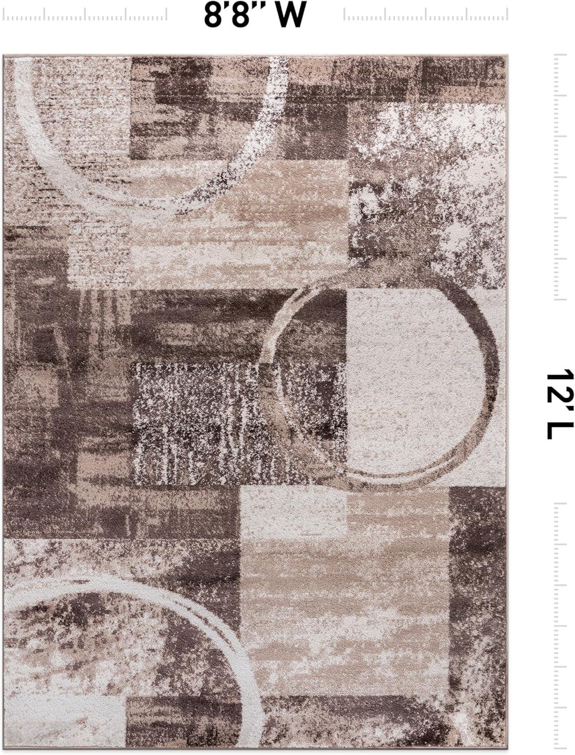 World Rug Gallery Abstract Circle Gray 8'8"x12' Area Rug