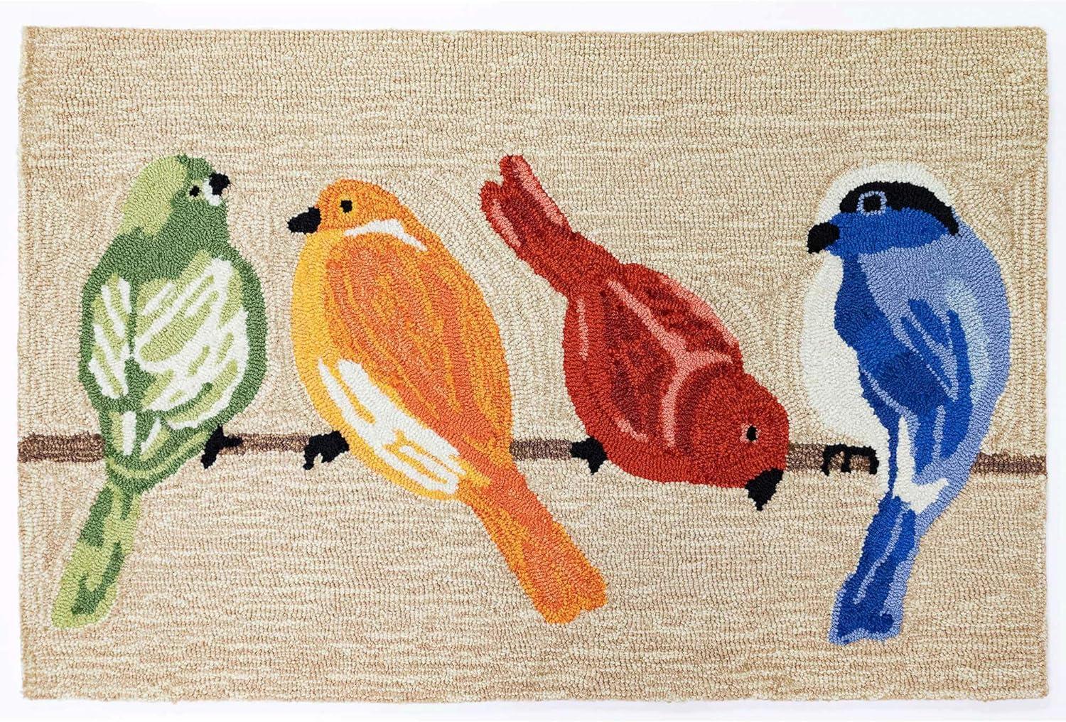 Frontporch Hand-Tufted Blue Birds Indoor/Outdoor Easy Care Rug