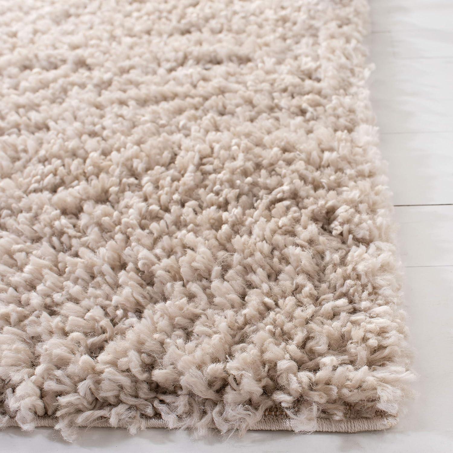 August Shag AUG200 Power Loomed Indoor Area Rug - Beige - 5'3"x7'6" - Safavieh