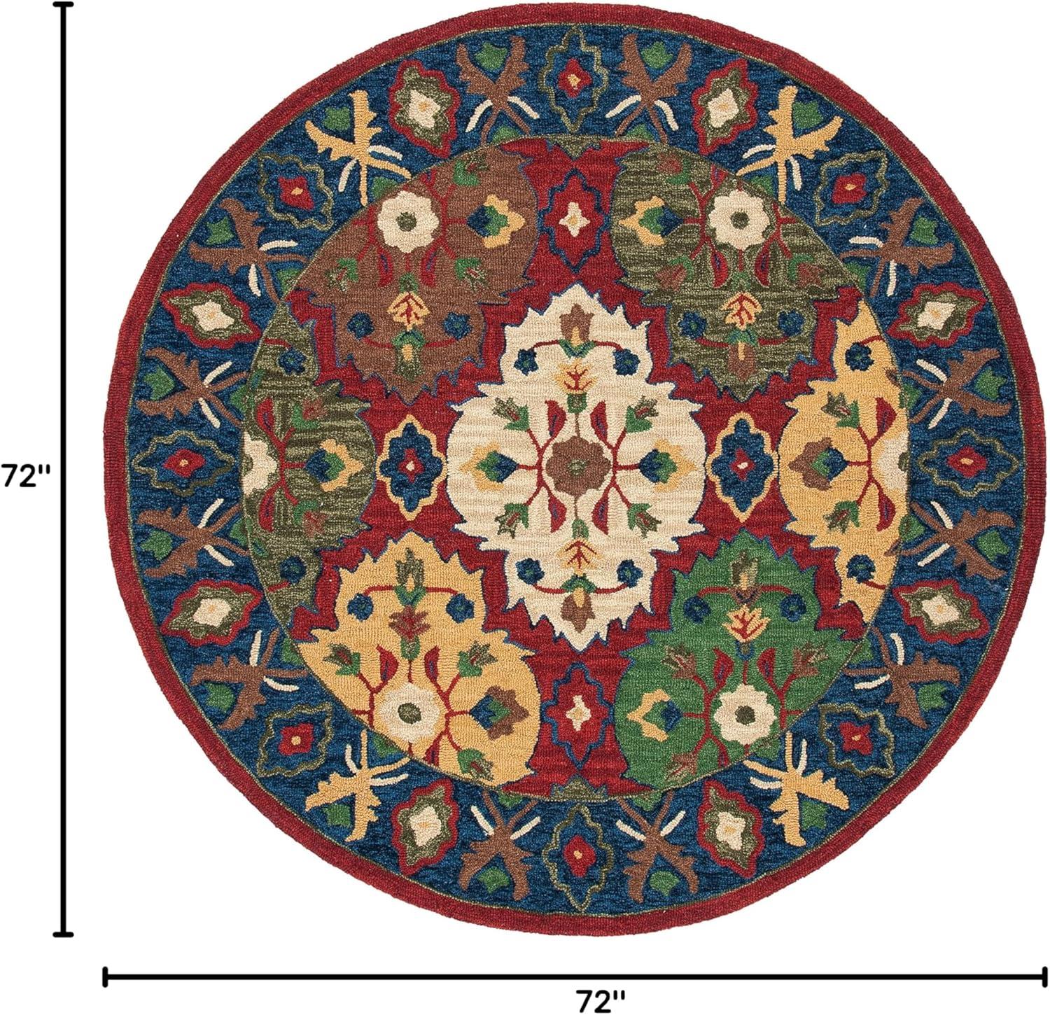 Heritage HG354 Hand Tufted Area Rug - Red/Blue - 6' Round - Safavieh.