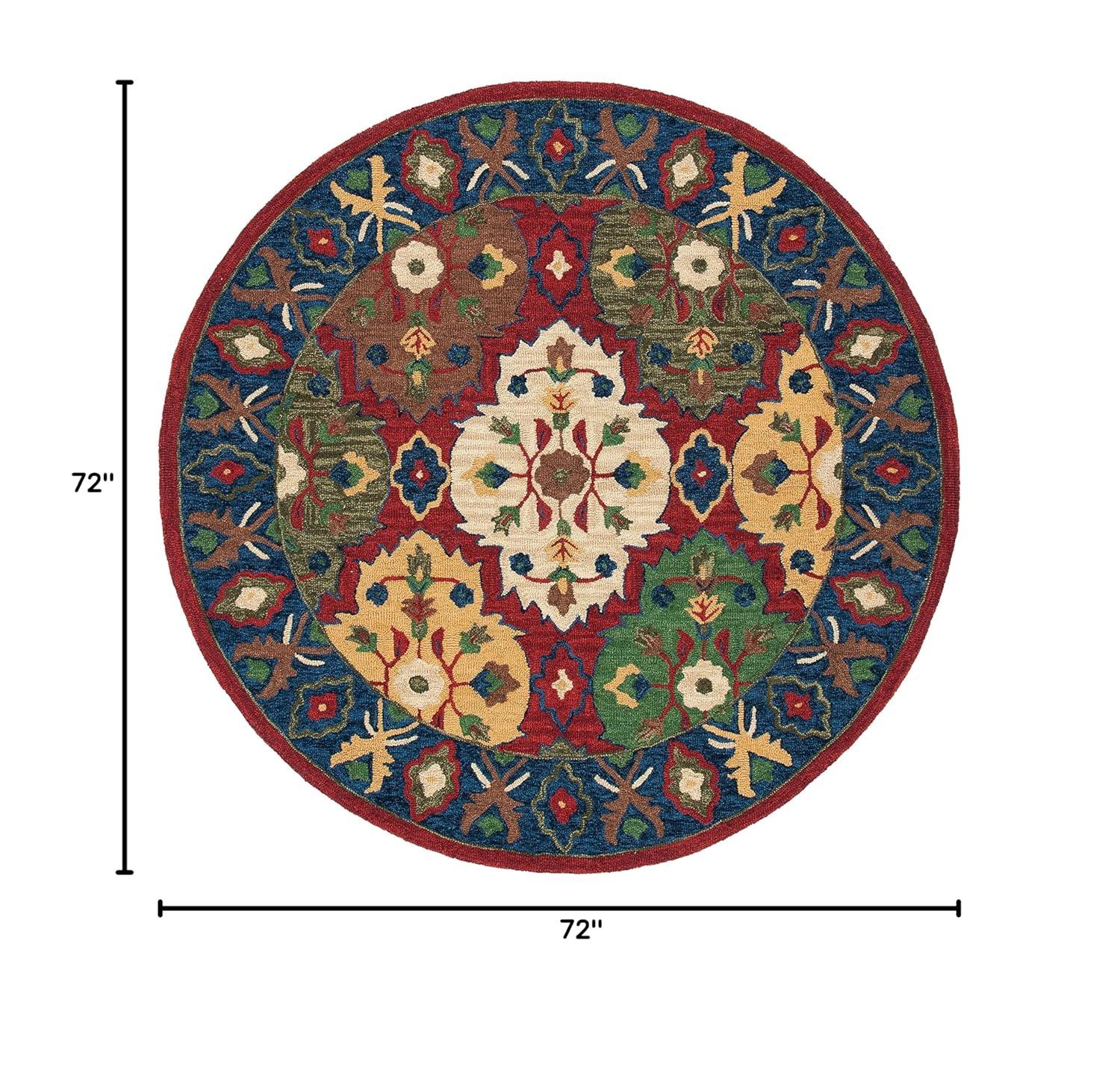 Heritage HG354 Hand Tufted Area Rug - Red/Blue - 6' Round - Safavieh.