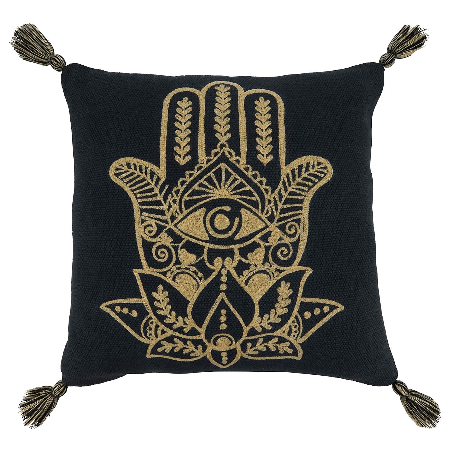 Saro Dinah Collection Embroidered Cotton Throw Pillow
