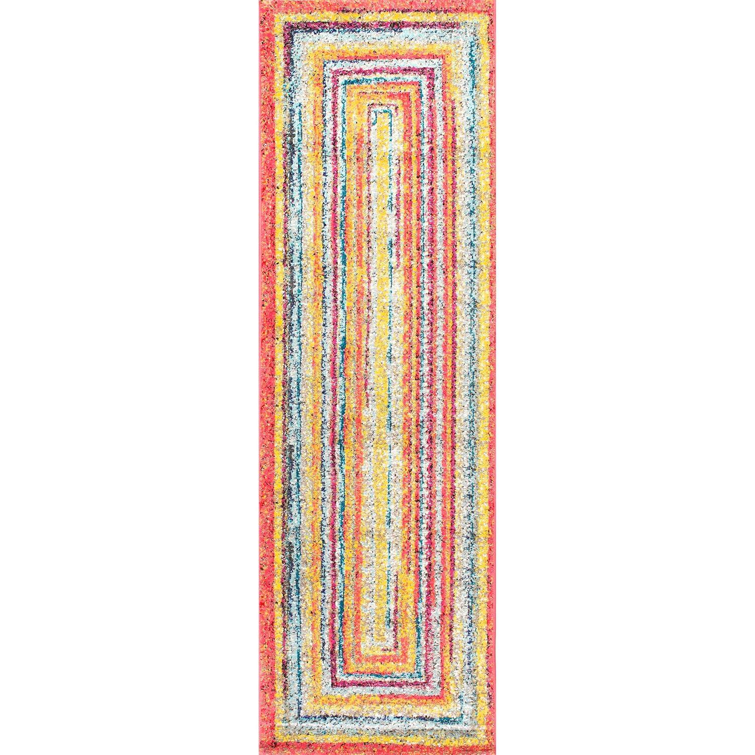 nuLOOM 5'x8' Hargis Labyrinth Area Rug Red/Pink: Contemporary Indoor Low Pile, Stain & Fade-Resistant Rug