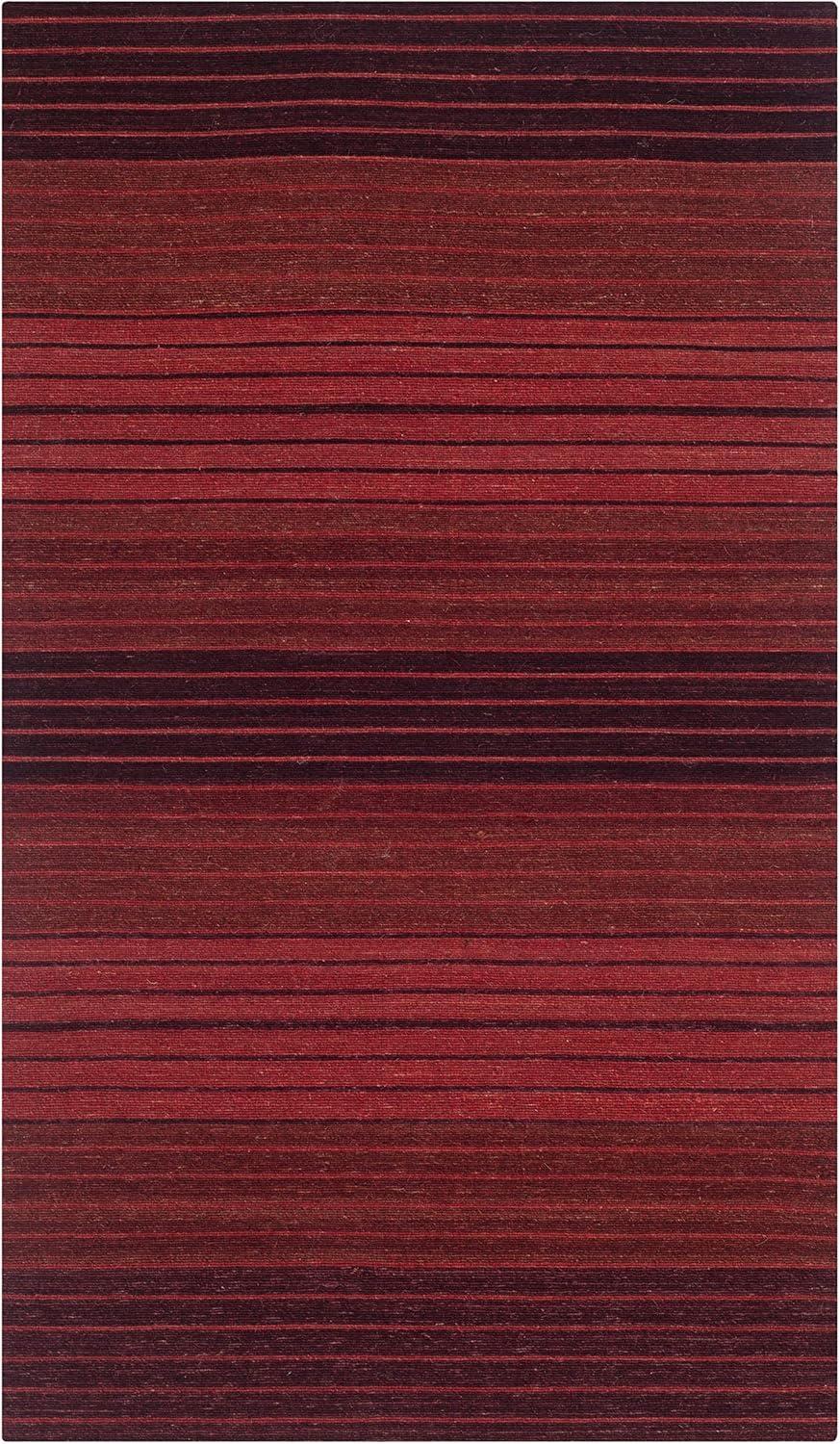 Handmade Red Wool Flat Woven Rectangular Rug 2'3" x 4'