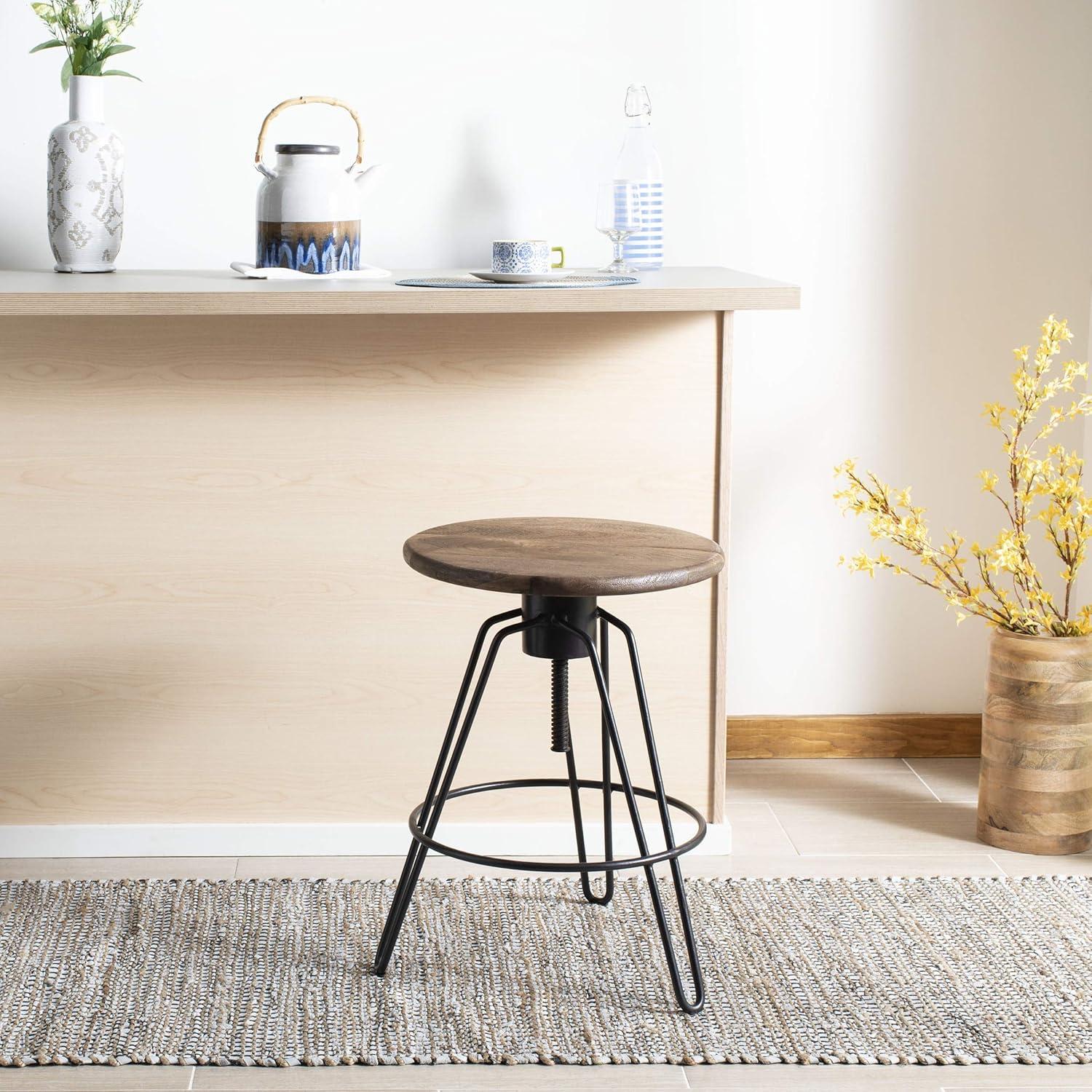 Kai Adjustable Swivel Counter Stool - BST3700 - Natural Honey/Black - Safavieh