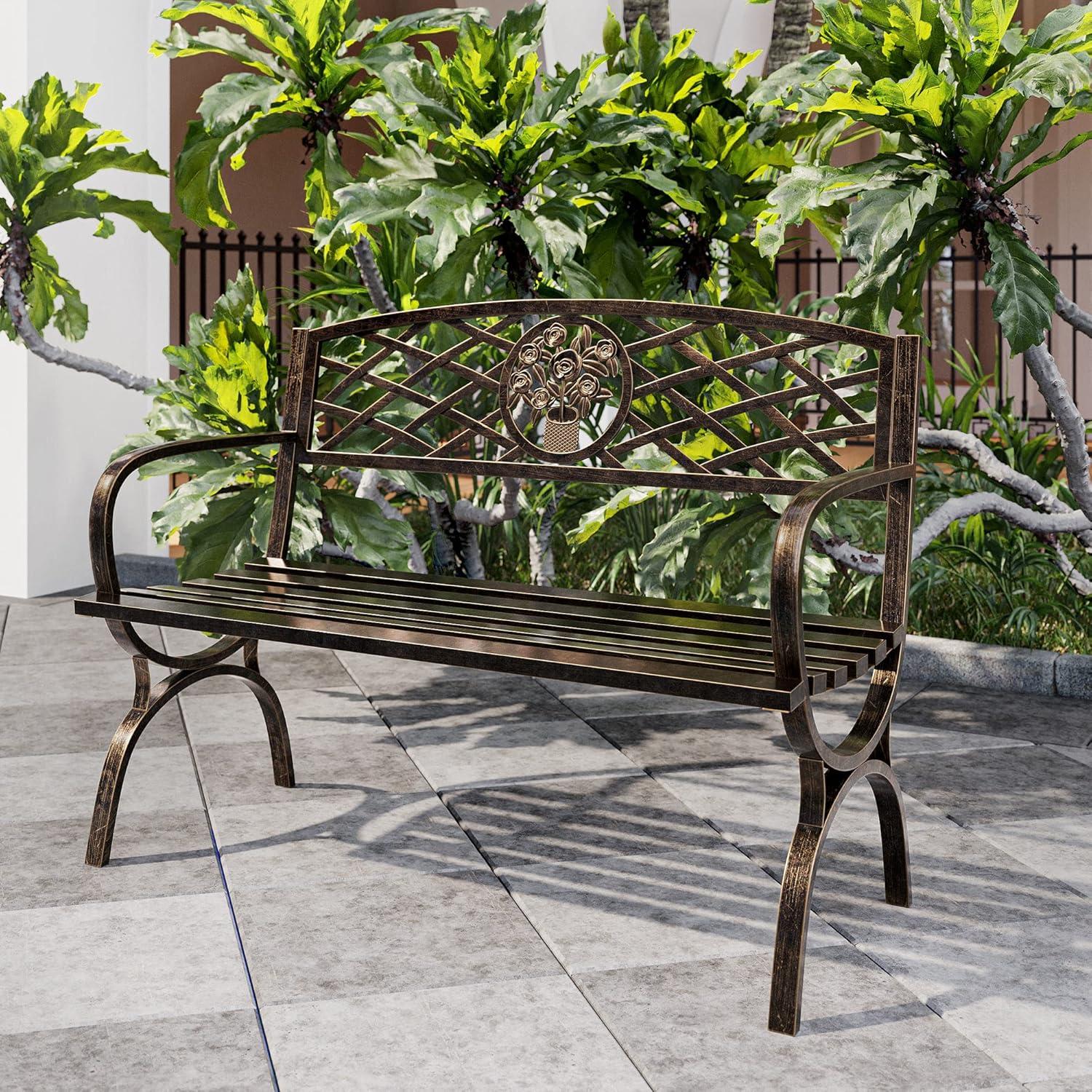 Belleze 50" Bronze Cast Iron Outdoor Park Bench