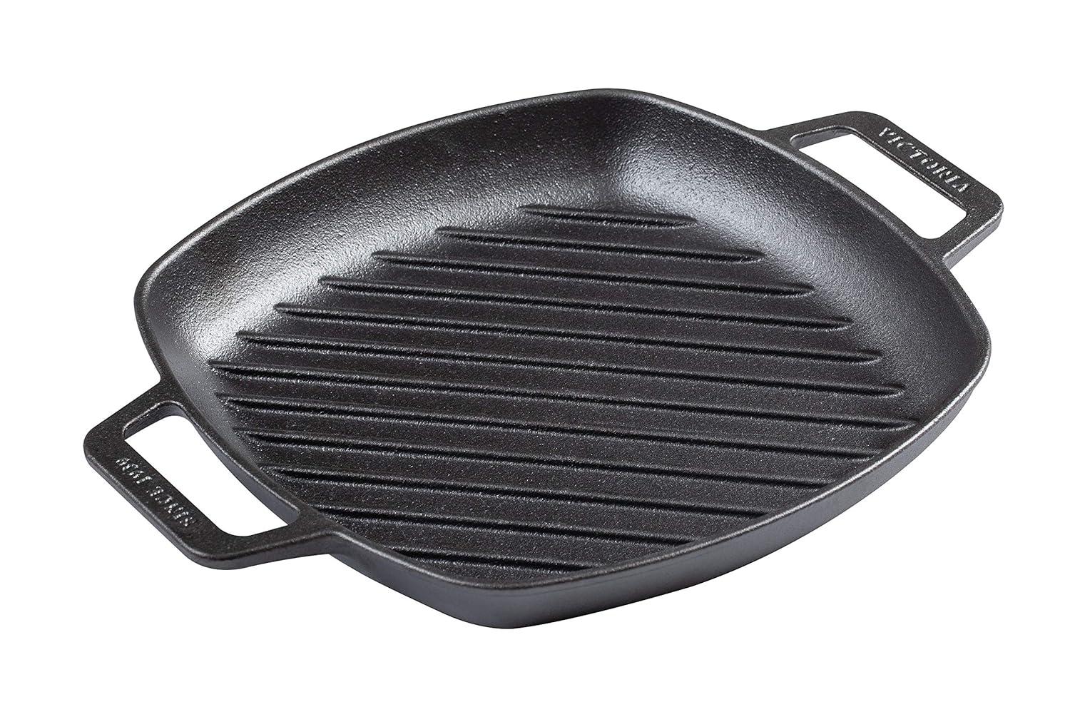 Victoria 10'' Cast Iron Grill Pan / Griddle Set