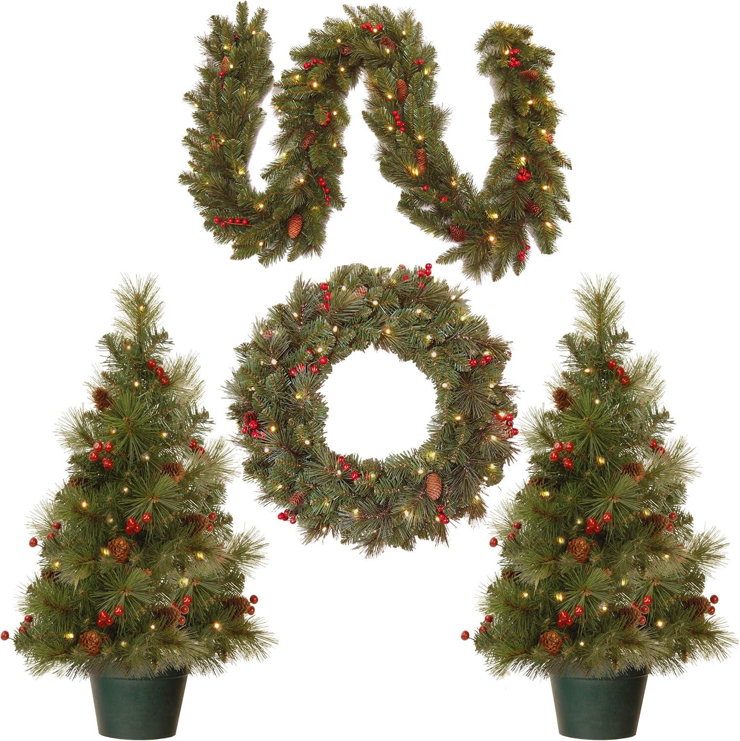 Green Artificial Christmas Set with LED Lights