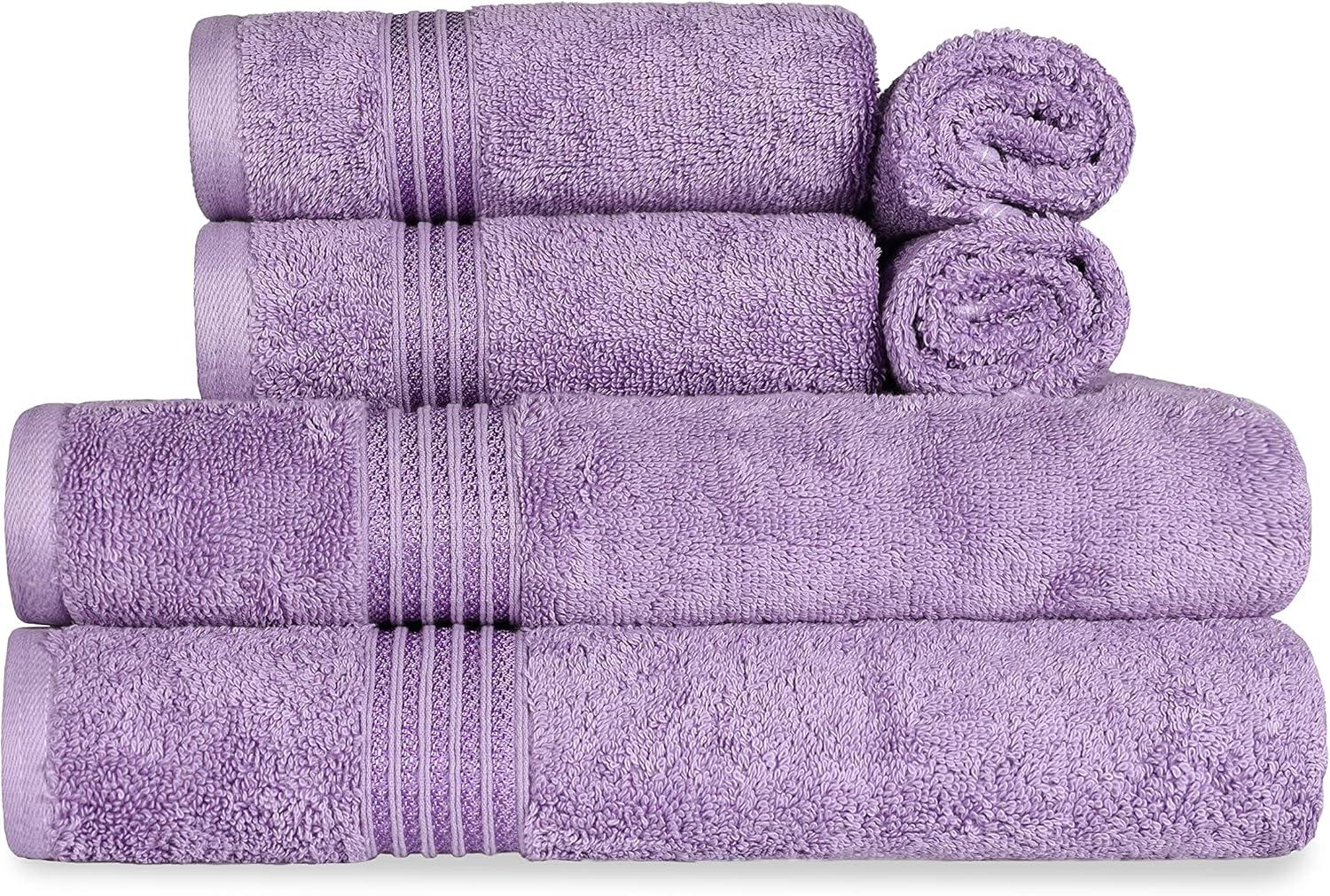 Superior Egyptian Cotton Absorbent 6-Piece Royal Purple Towel Set