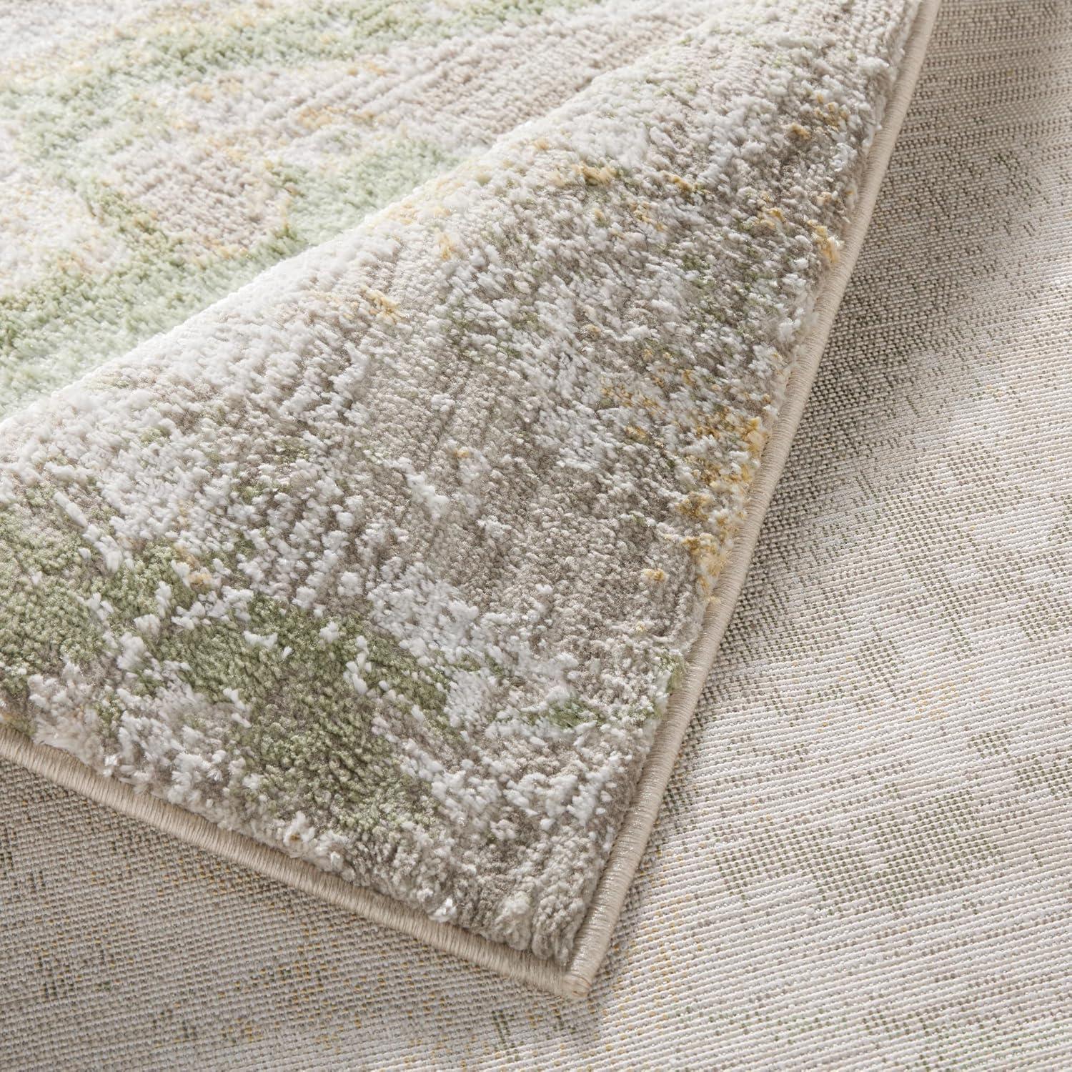 TOWN & COUNTRY LUXE Opaline Bold Marble Area Rug with Glam Metallic Ribbed Texture Pile, Sage Green