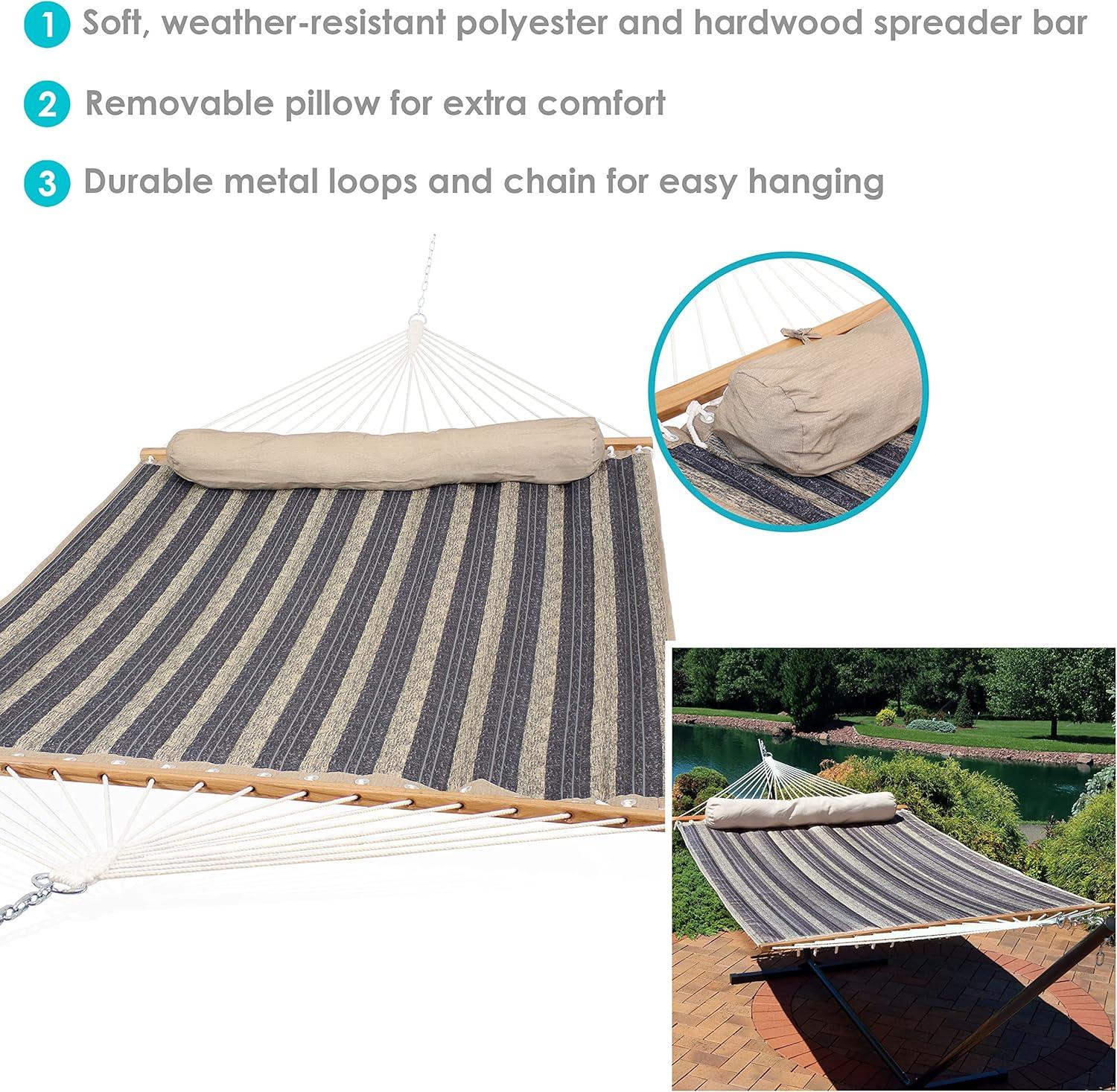 2-Person Quilted Polyester Spreader Bar Hammock
