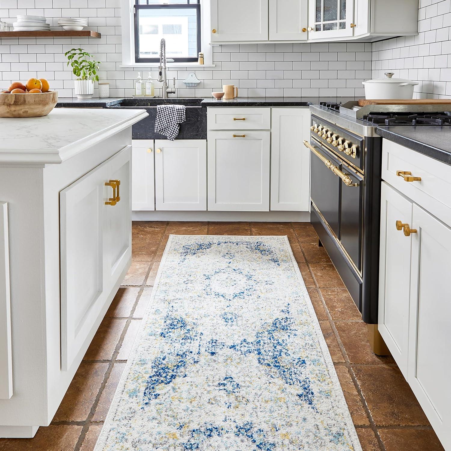 2'6"x10' Verona Vintage Persian Style Runner Rug Blue - nuLOOM: Classic Medallion Pattern, Low Pile, Indoor Use