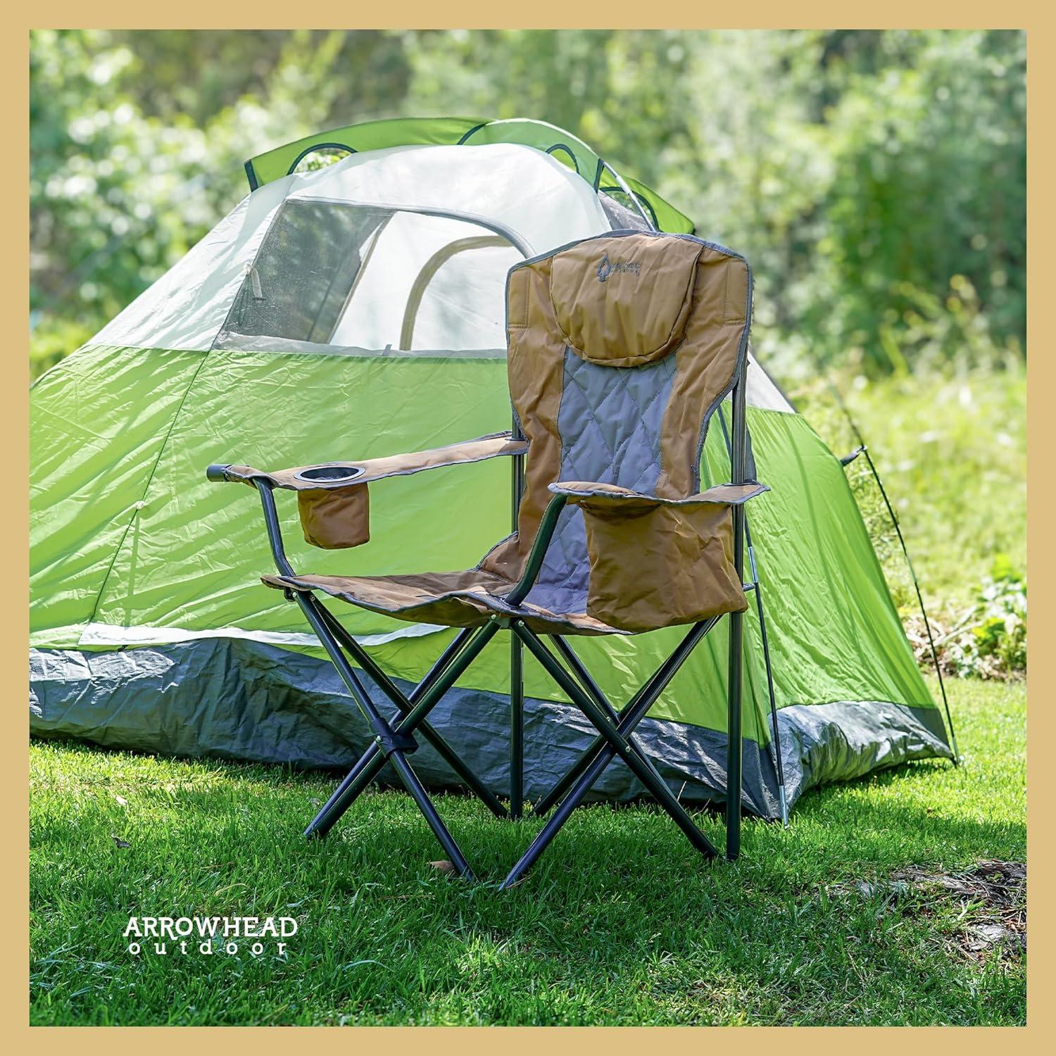 ARROWHEAD Outdoor Folding Camping Chair with Cushions
