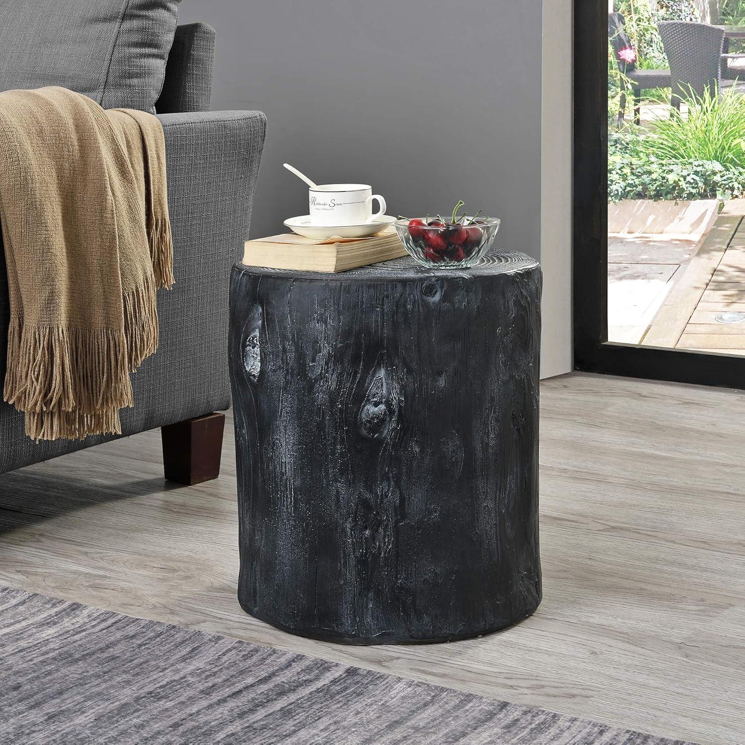 FirsTime & Co. Natural Arbor Log Outdoor End Table, Farmhouse, Painted, Round, Faux Wood, 15 x 14 x 17 in