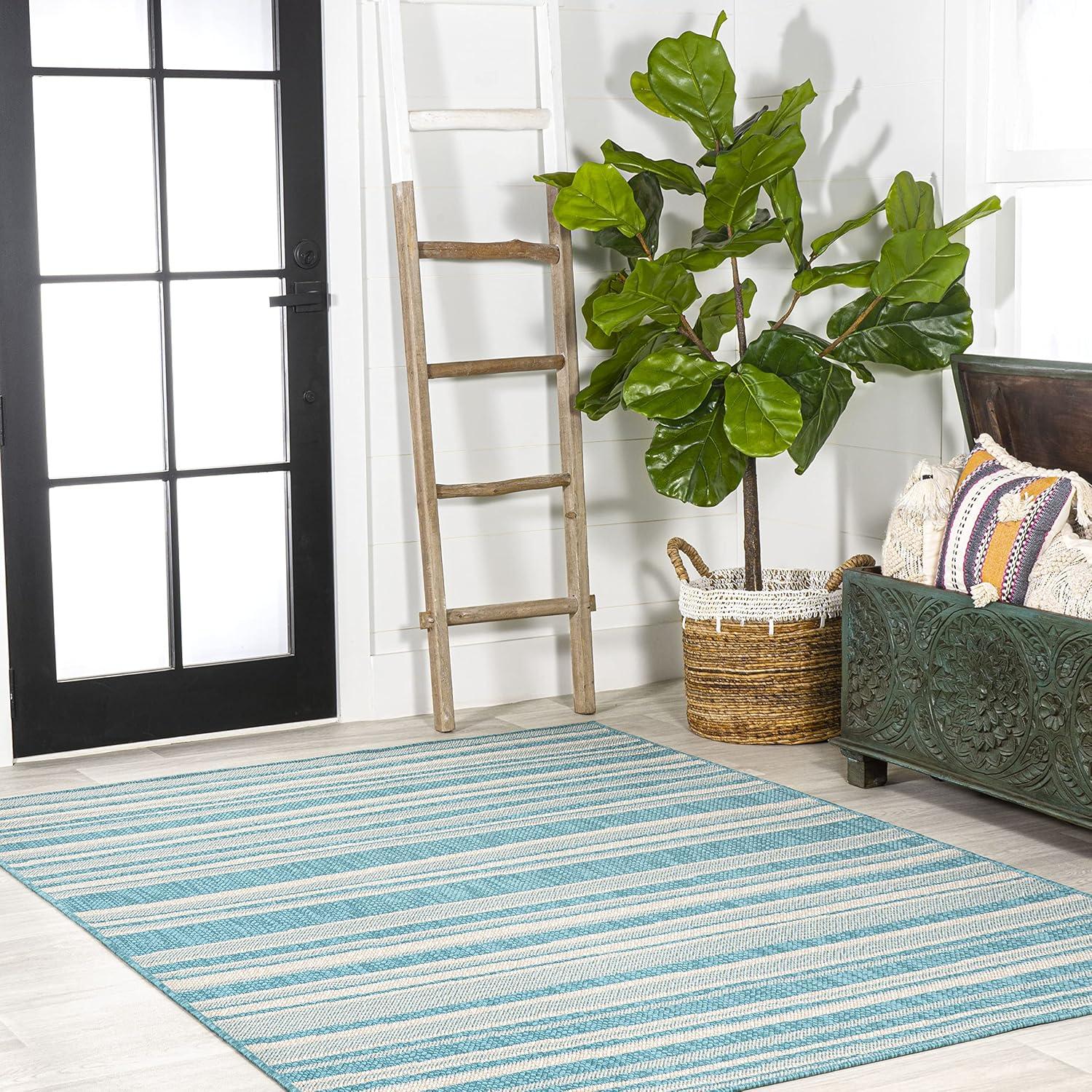 Castara Wavy Stripe Modern Indoor/Outdoor Area Rug - JONATHAN Y