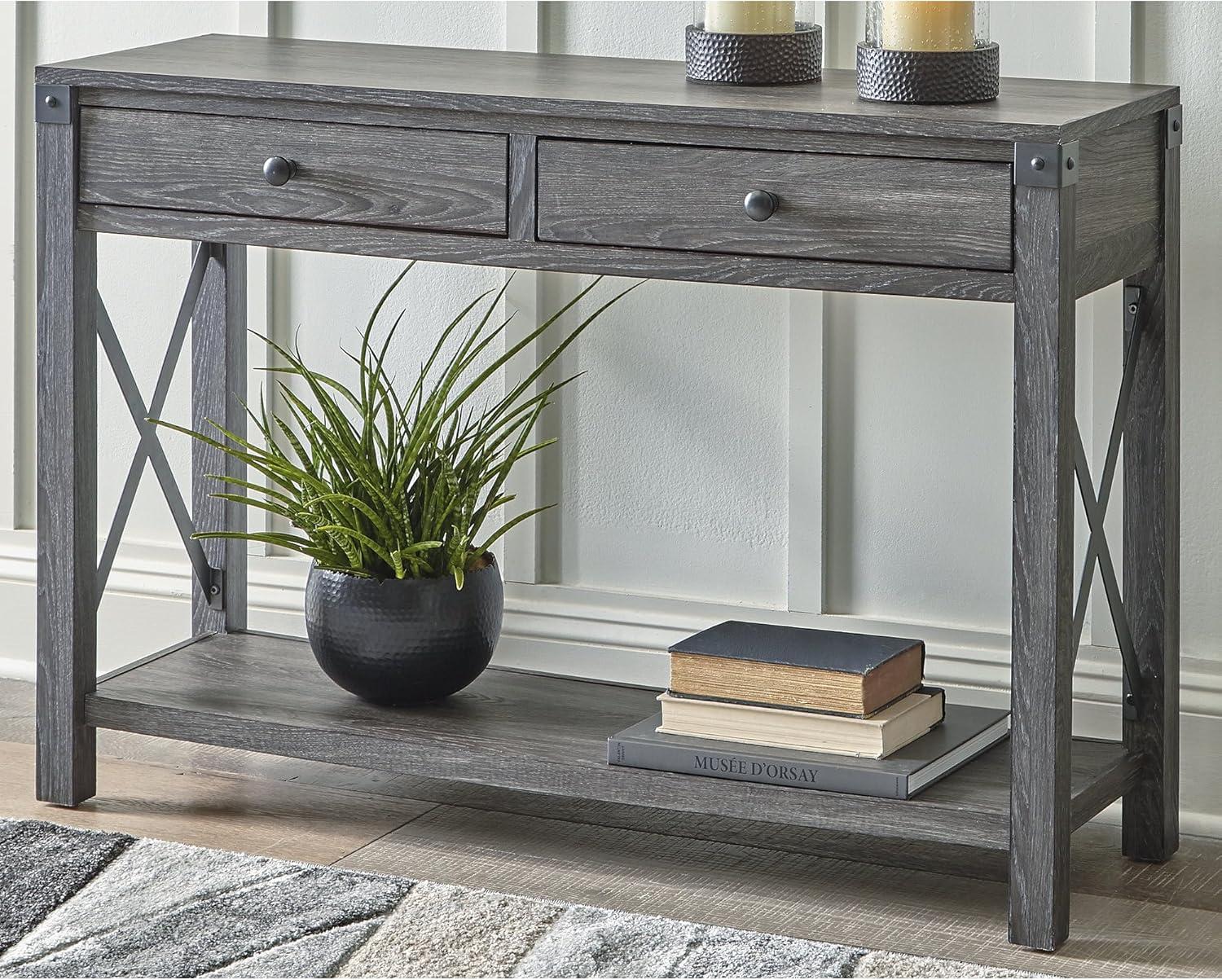 Bayflynn Console Sofa Table White - Signature Design by Ashley: Modern Farmhouse Style, Open Shelf Storage
