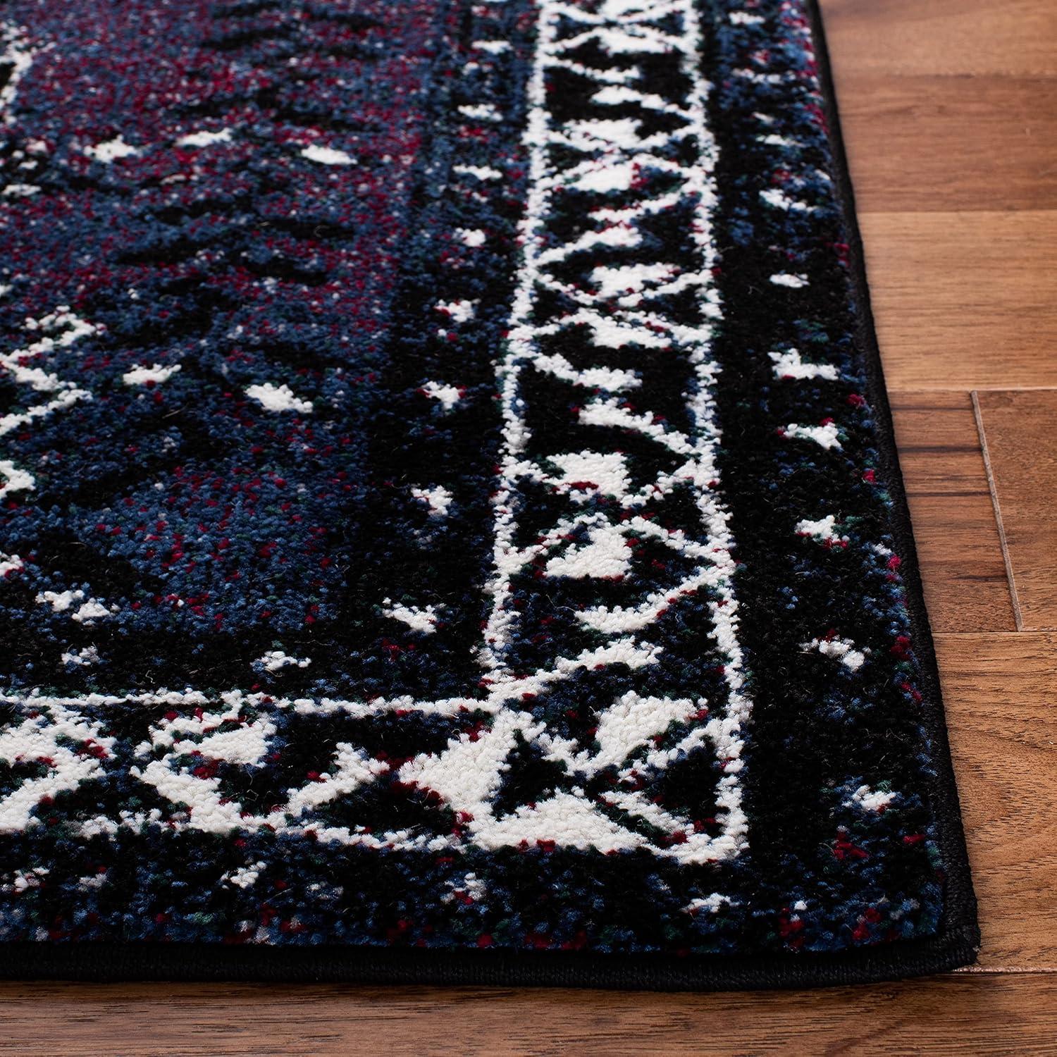 SAFAVIEH Vintage Hamadan Collection Area Rug - 8' x 10', Purple & Black, Oriental Distressed Design, Non-Shedding & Easy Care, Ideal for High Traffic Areas in Living Room, Bedroom (VTH293V)