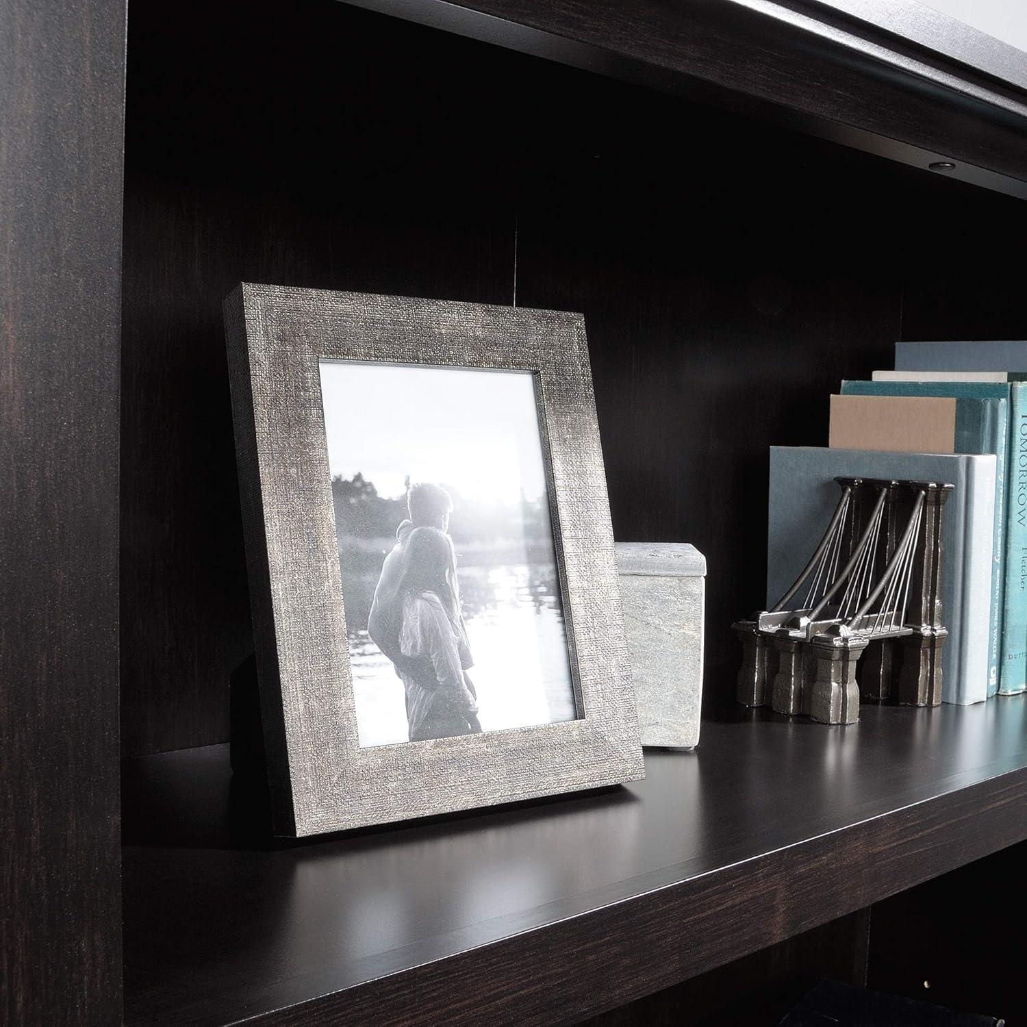 Sauder 70" 5 Shelf Bookcase with Doors Black: Mid-Century Modern, MDF Frame, Vertical Storage