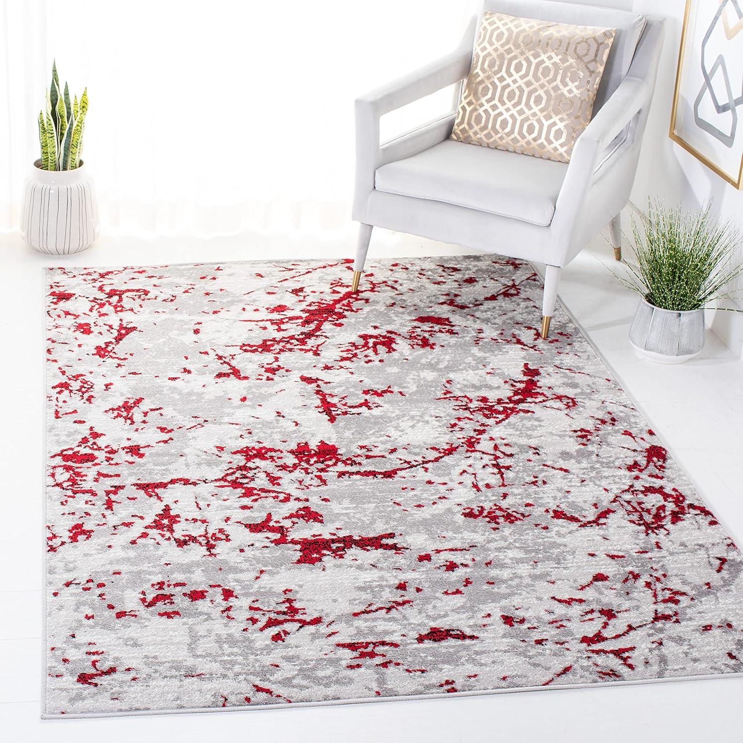 SAFAVIEH Skyler Joisse Distressed Area Rug, Grey/Red, 4' x 6'