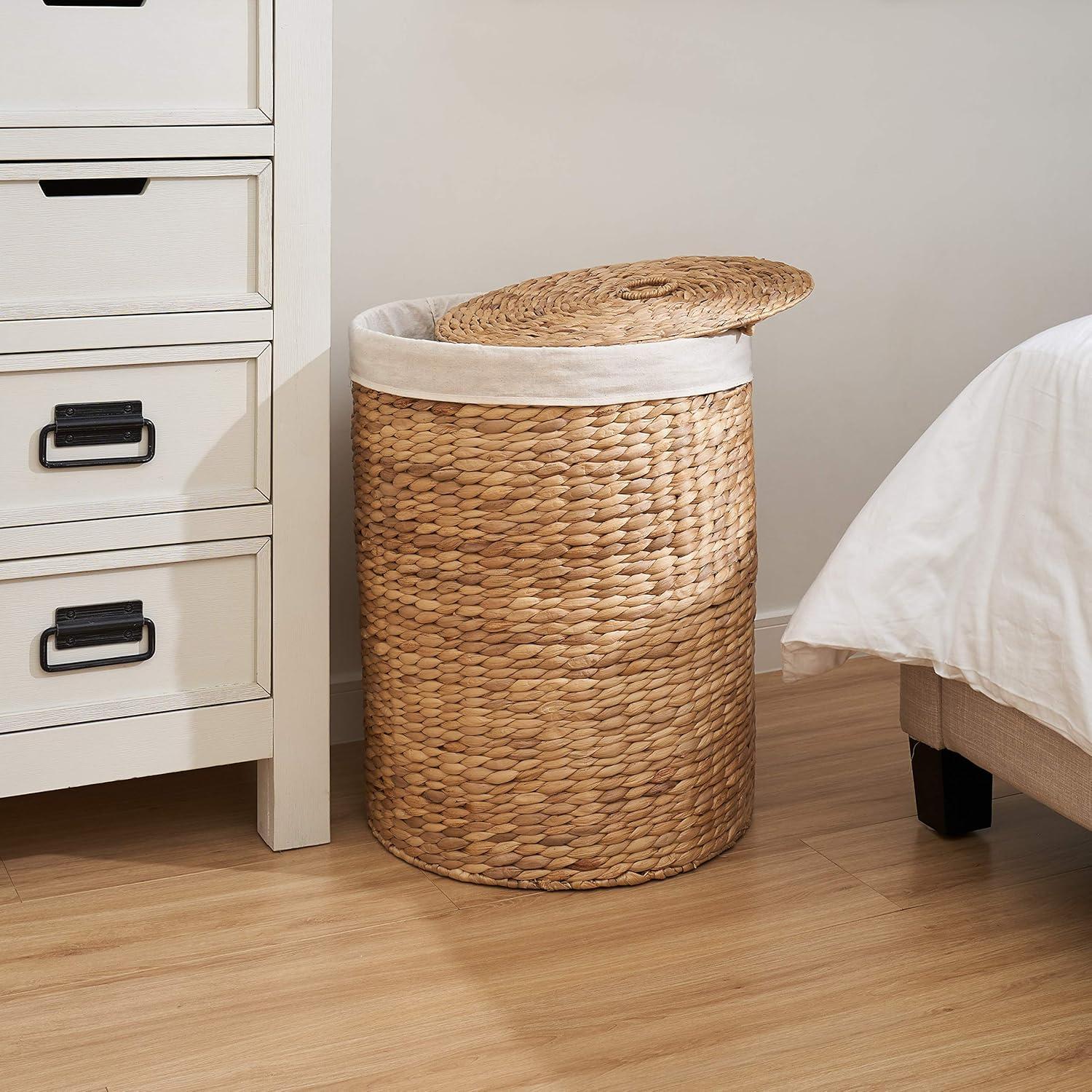 Solhome Ludmilla 15" x 15" Water Hyacinth Brown Wicker All Age Laundry Hamper