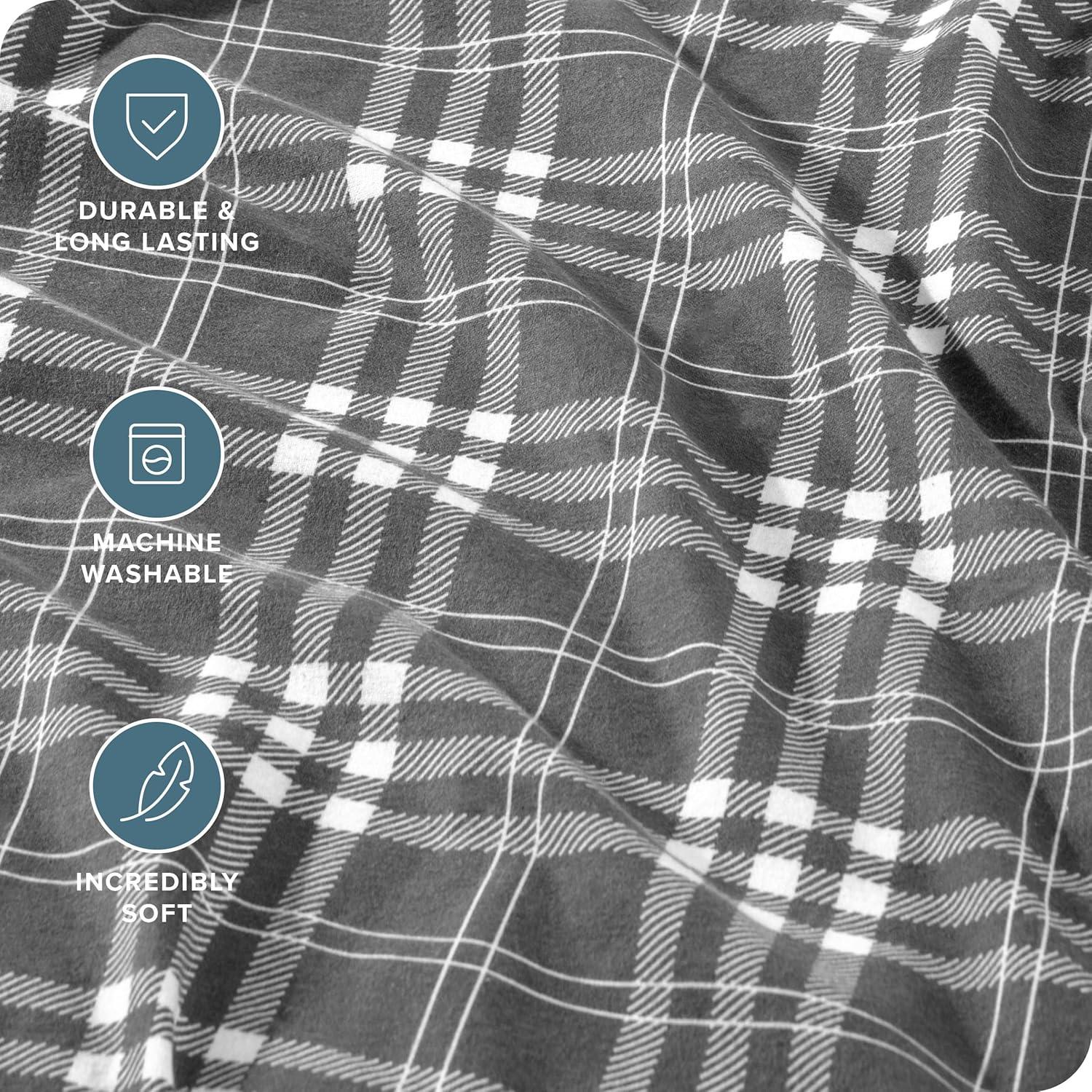 Bare Home Flannel Machine Woven Plaid Sheet Set