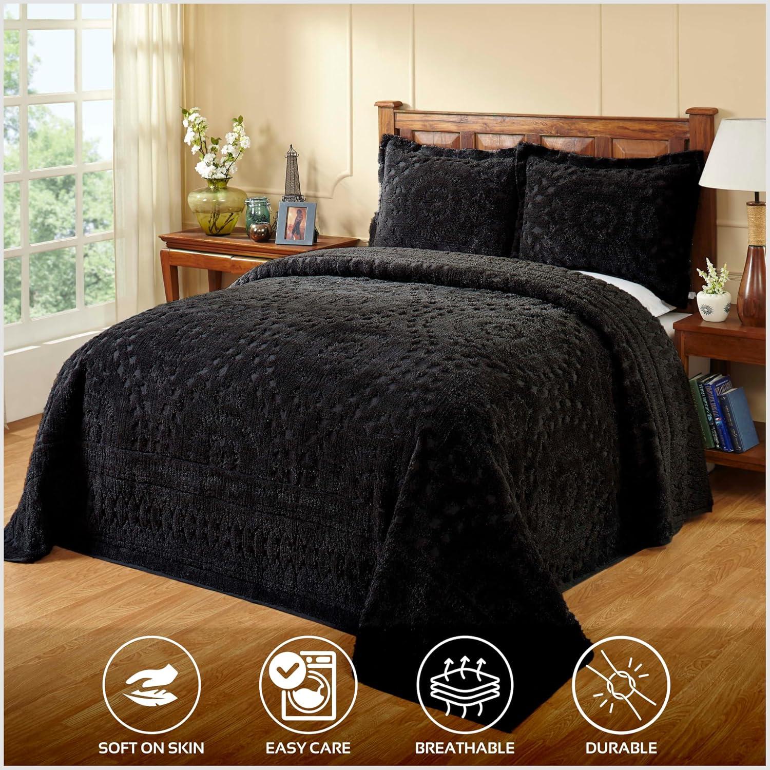 Better Trends Rio 100% Premium Cotton Chenille Tufted Bedspread, Soft & Luxurious Feel, Perfect for Gifting, All Seasons Machine Washable Coverlet