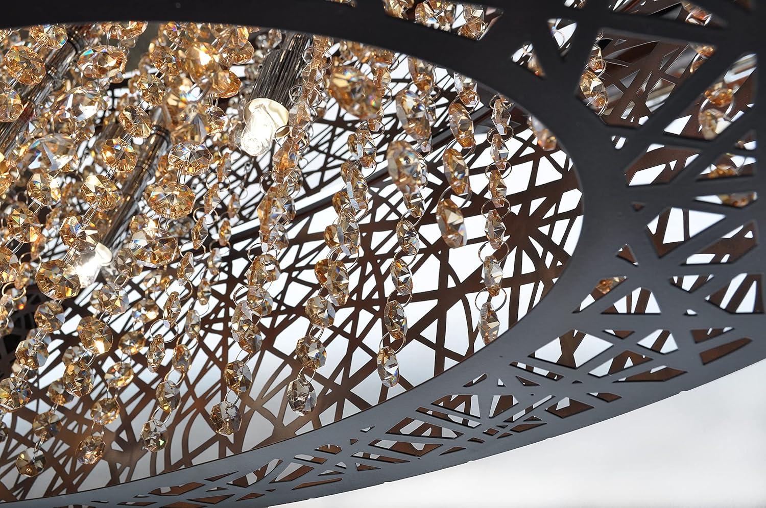 ET2 E21300-10BZ Inca 7 Light Bronze Flush Mount Ceiling Light in Without Bulb, Cognac - 16 in.