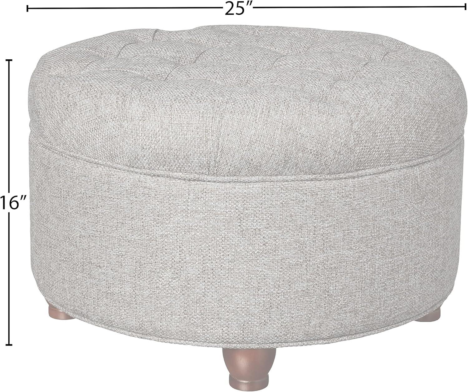 Elegant Dark Gray Tufted Round Cocktail Ottoman with Storage