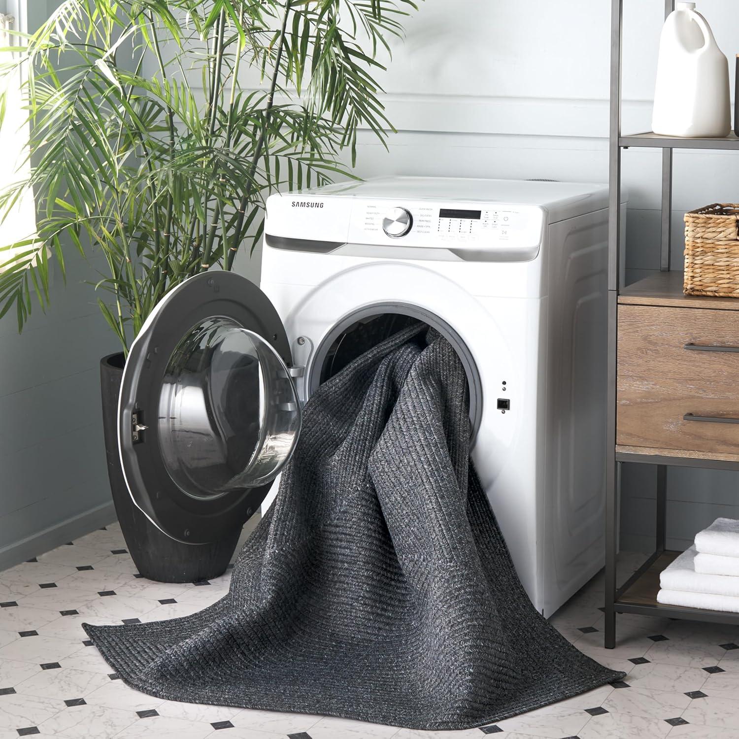 SAFAVIEH Alfombra Reversible Lavable a Máquina con Desgaste de Gino Trenzado, Negro, 10' x 14'