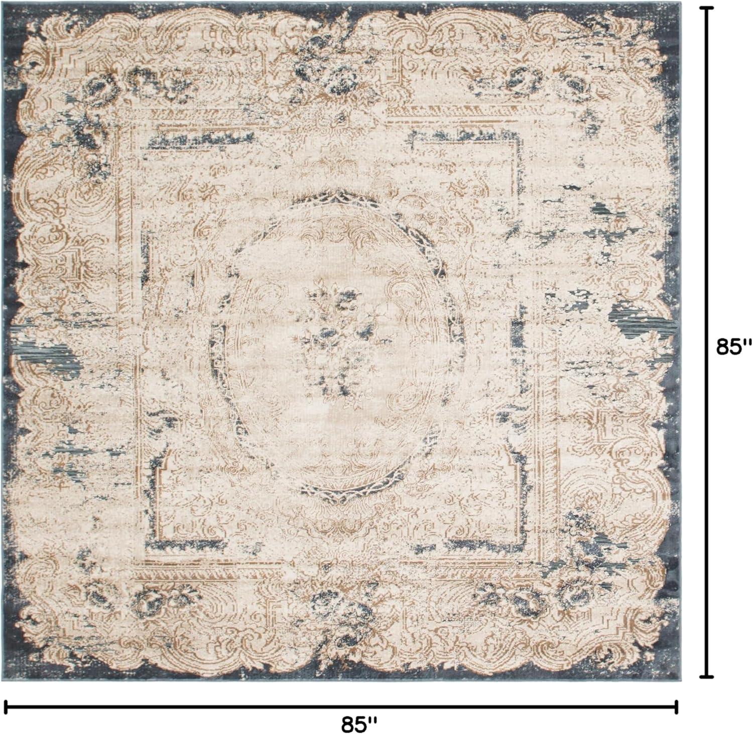 Unique Loom Chateau Collection Area Rug - Adams (7' 1" Square Cream/Brown)