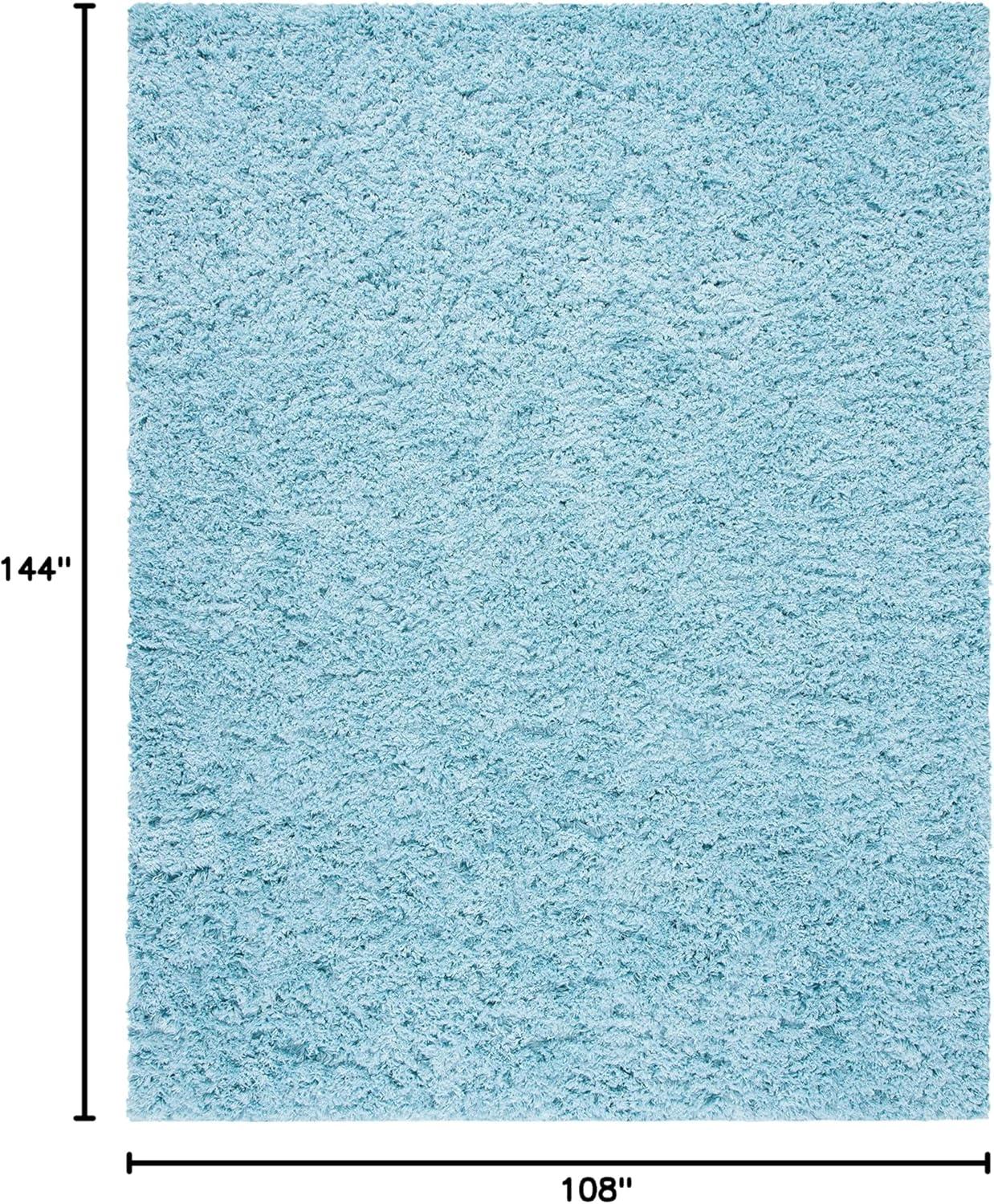 Blue 9' x 12' Solid Shag Synthetic Area Rug