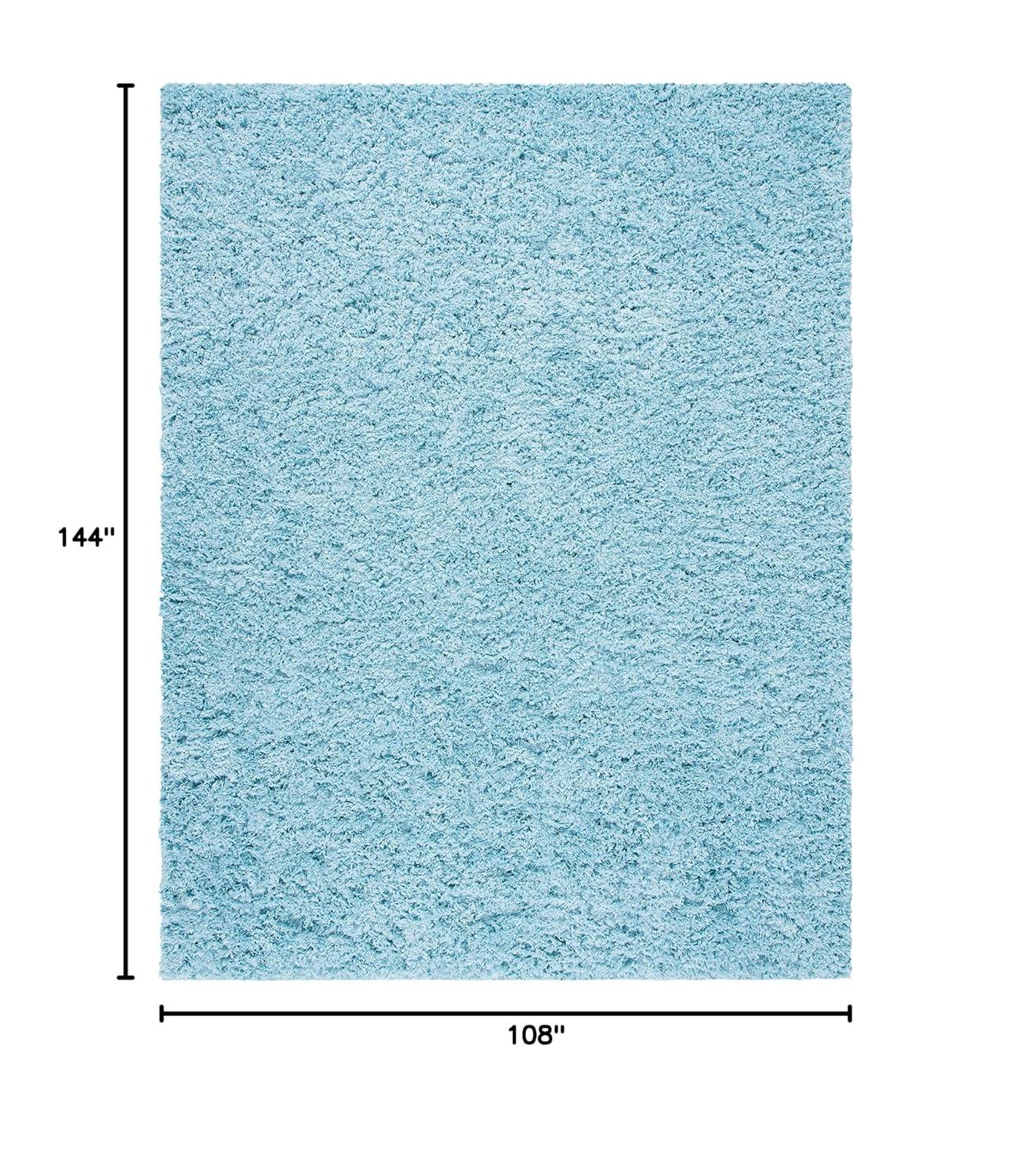 Blue 9' x 12' Solid Shag Synthetic Area Rug