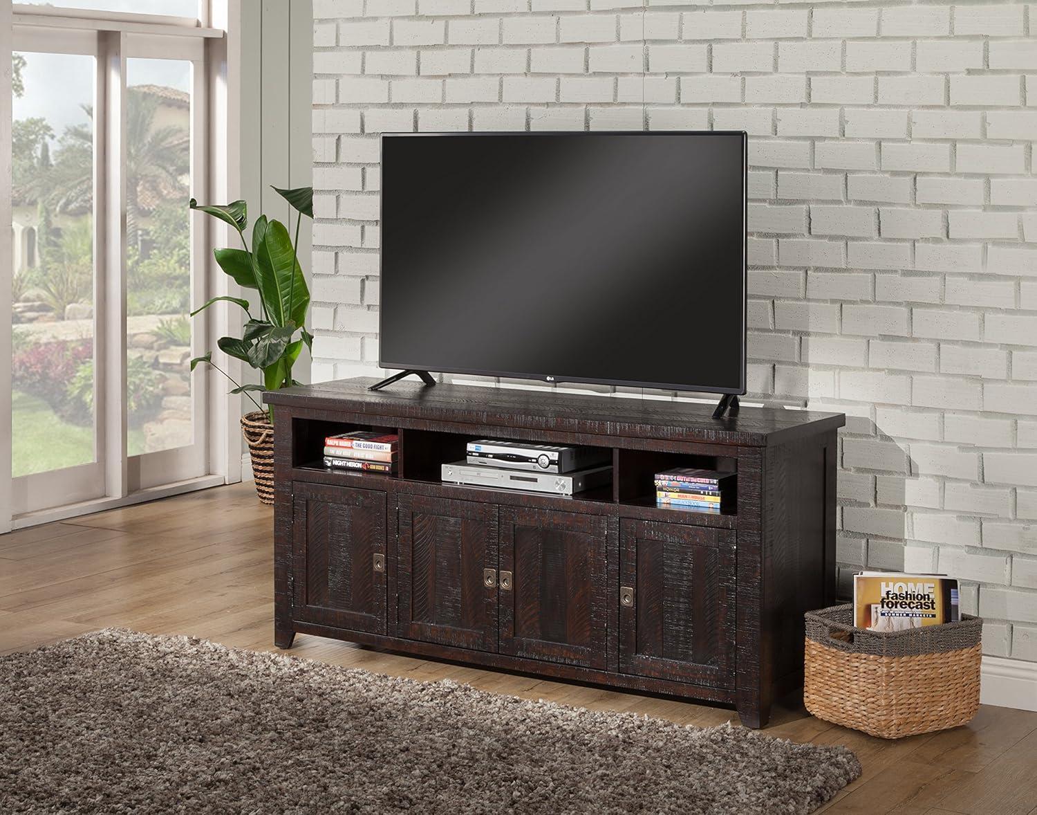 Espresso Radiata Pine 65" TV Stand with Cabinet Storage