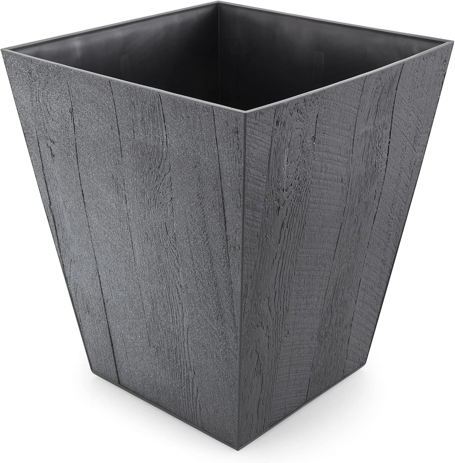 Farmington 16" Gray Resin Square Indoor/Outdoor Planter