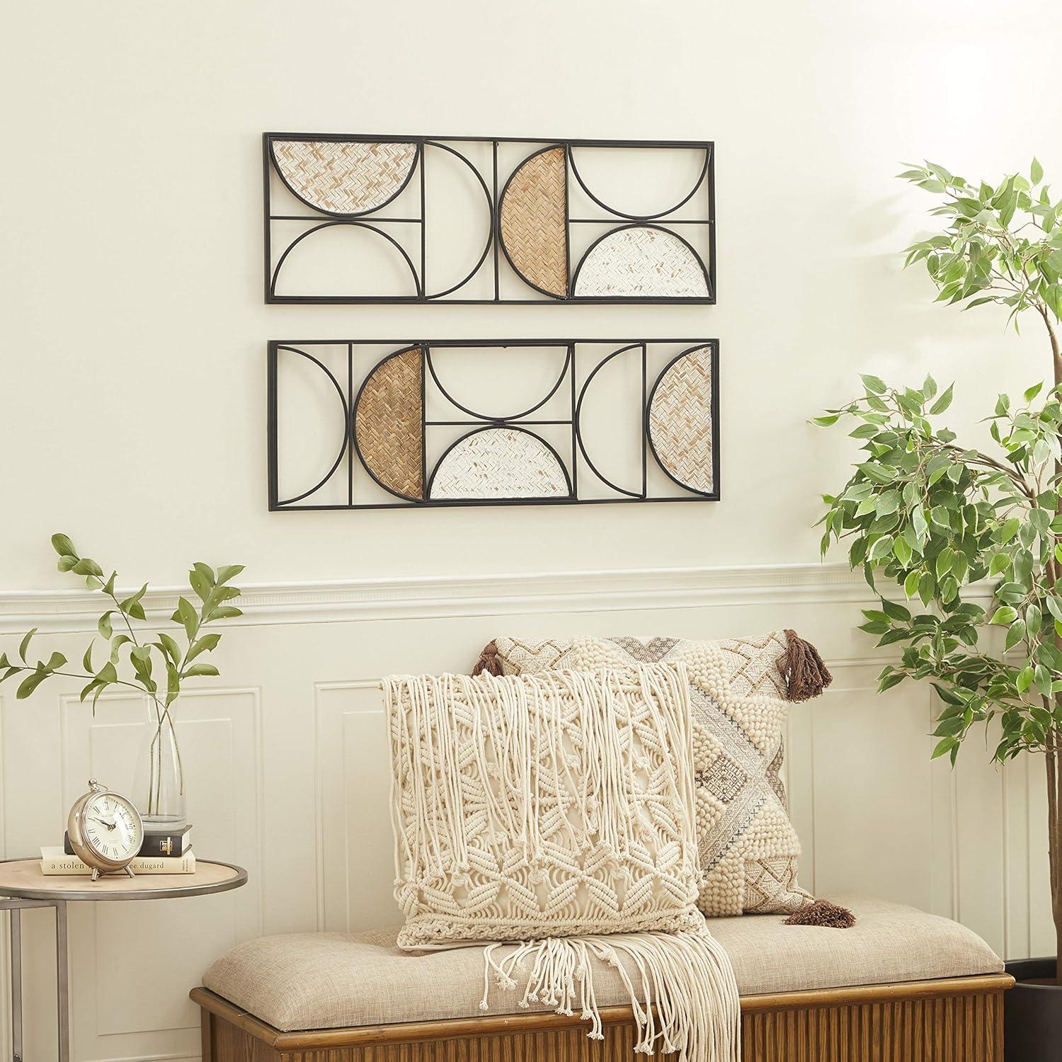 DecMode Brown Metal Contemporary Wall Decor, Set of 2