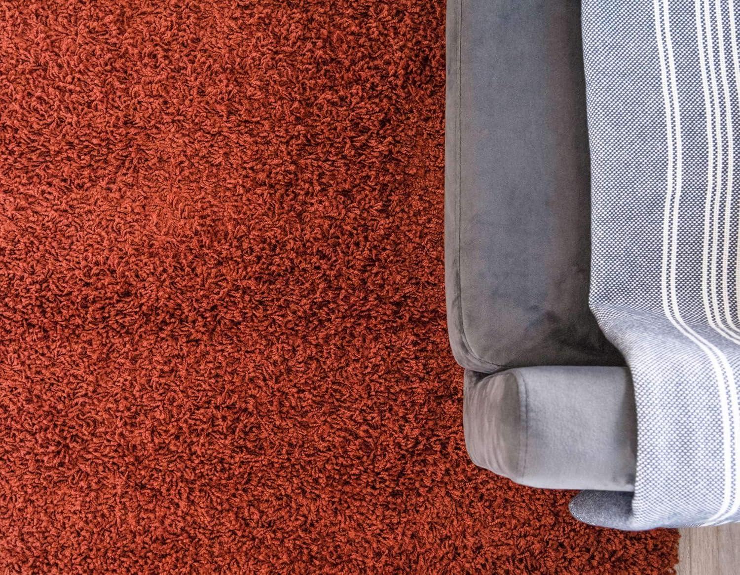 Unique Loom 8' 0 x 11' 0 Rectangle Solid Shag Terracotta Area Rug
