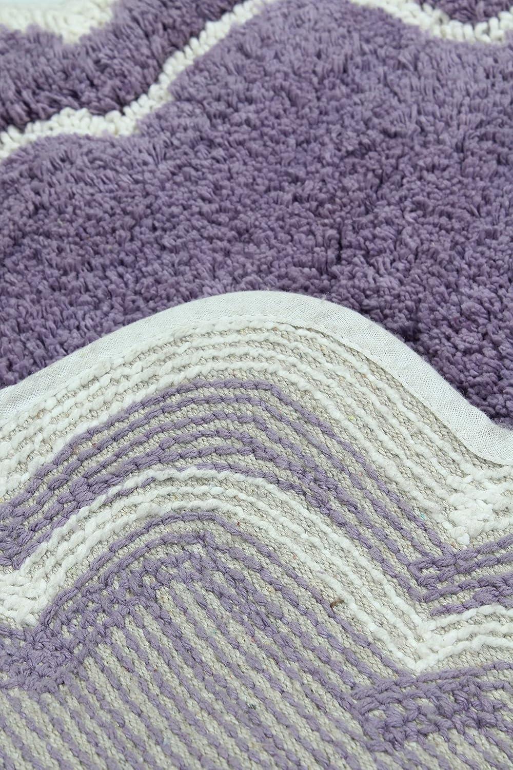 Home Weavers Allure Collection 100% Cotton Tufted Bathroom Rug, Soft and Absorbent Bath Rugs, Non-Slip Bath Carpet, Machine Wash Dry Bath Mats for Bathroom Floor, 21"x54" Runner, Purple