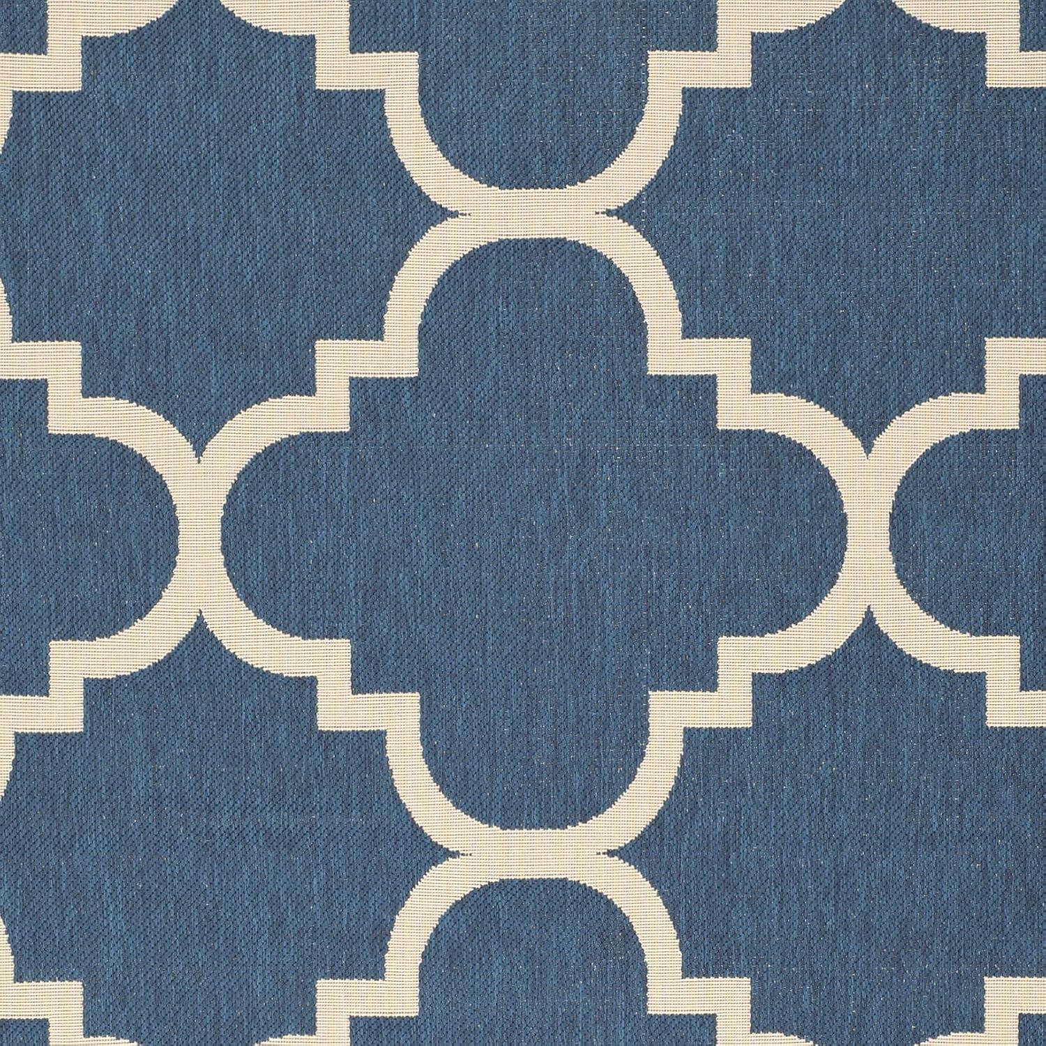 Courtyard CY6243 Power Loomed Indoor and Outdoor Area Rug - Navy/Beige - 8'x11' - Safavieh