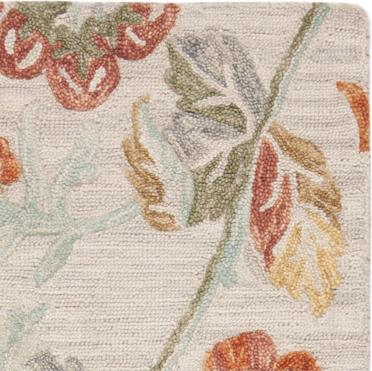 SAFAVIEH Blossom Caiden Floral Wool Area Rug, Grey/Red, 5' x 8'