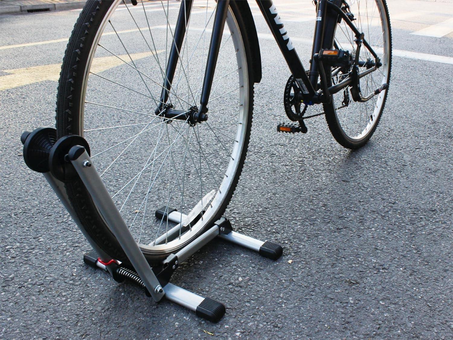 Foldable Silver and Black Metal Bike Stand