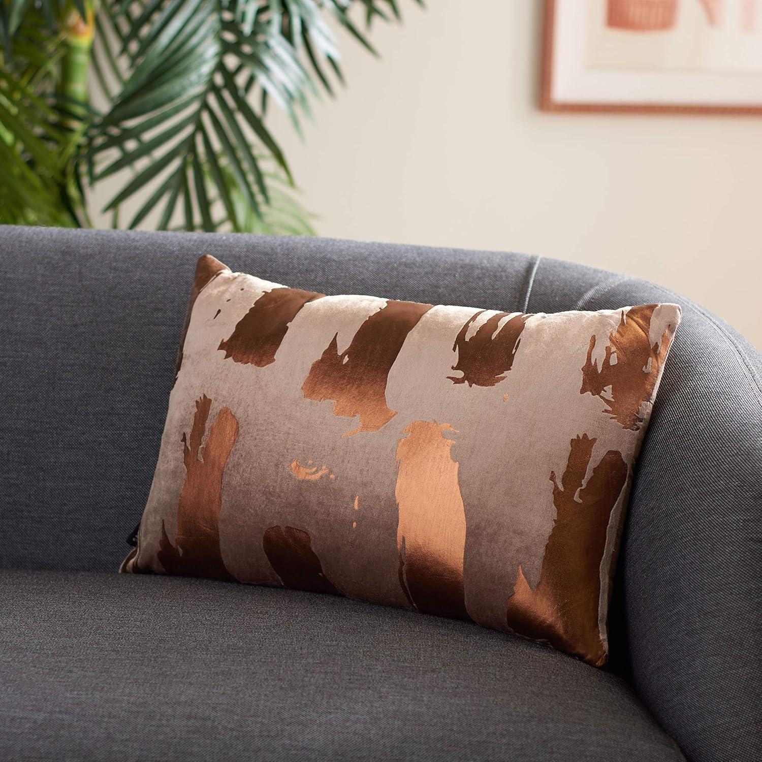 Abstract Viscose, Cotton Reversible Throw Pillow