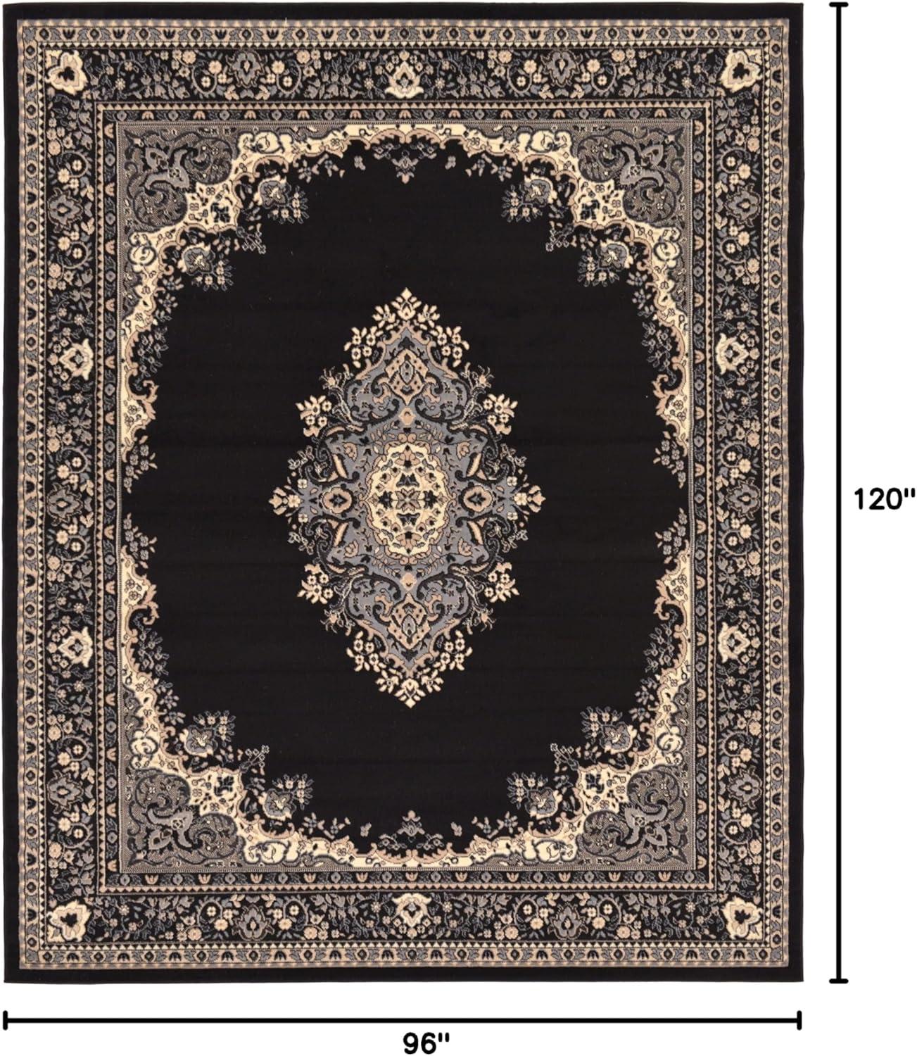 Rugs.com Amaya Collection Rug – 8' x 10' Black Medium Rug Perfect For Living Rooms, Large Dining Rooms, Open Floorplans